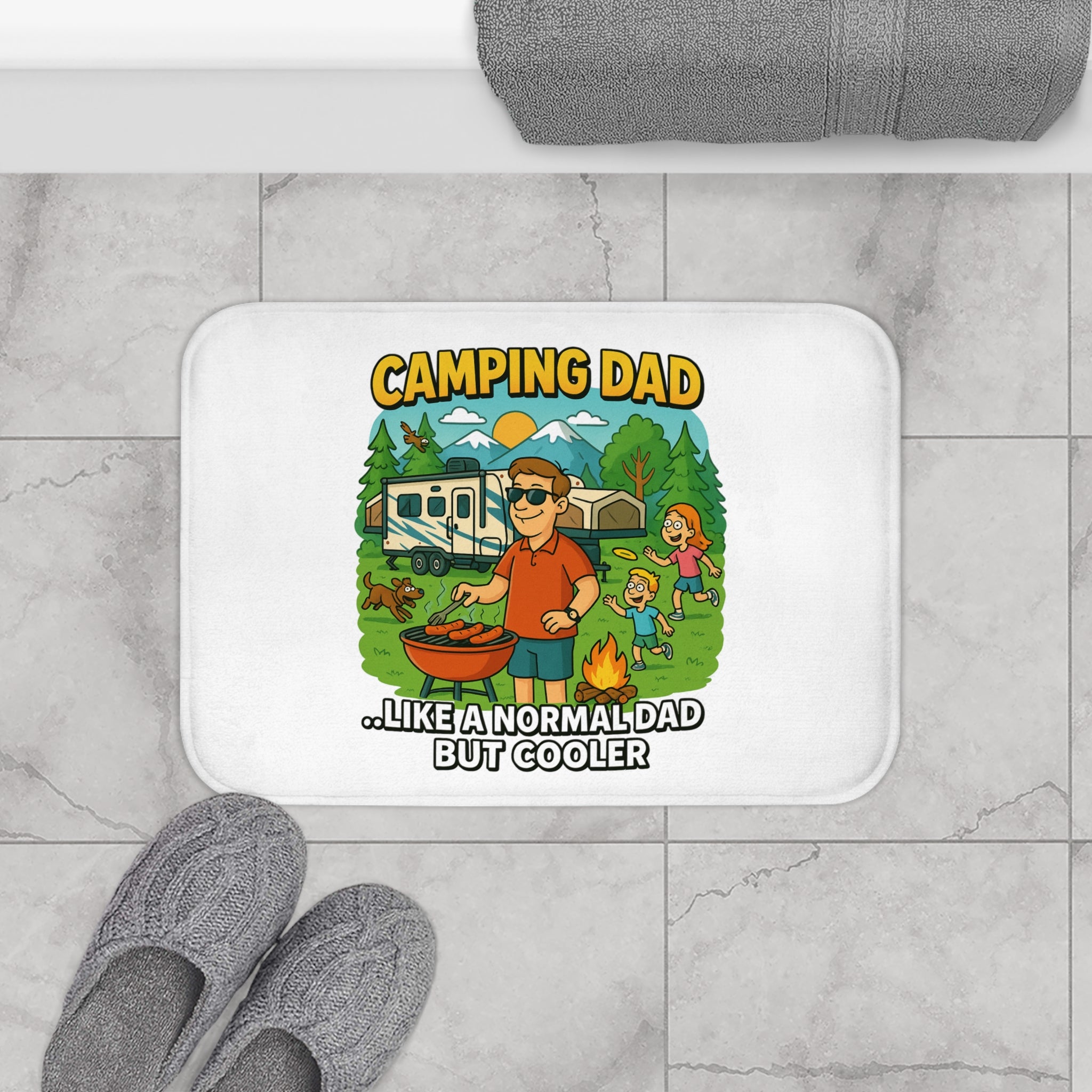 Camping Dad Bath Mat - Fun and Functional Bathroom Decor for Outdoor Enthusiasts
