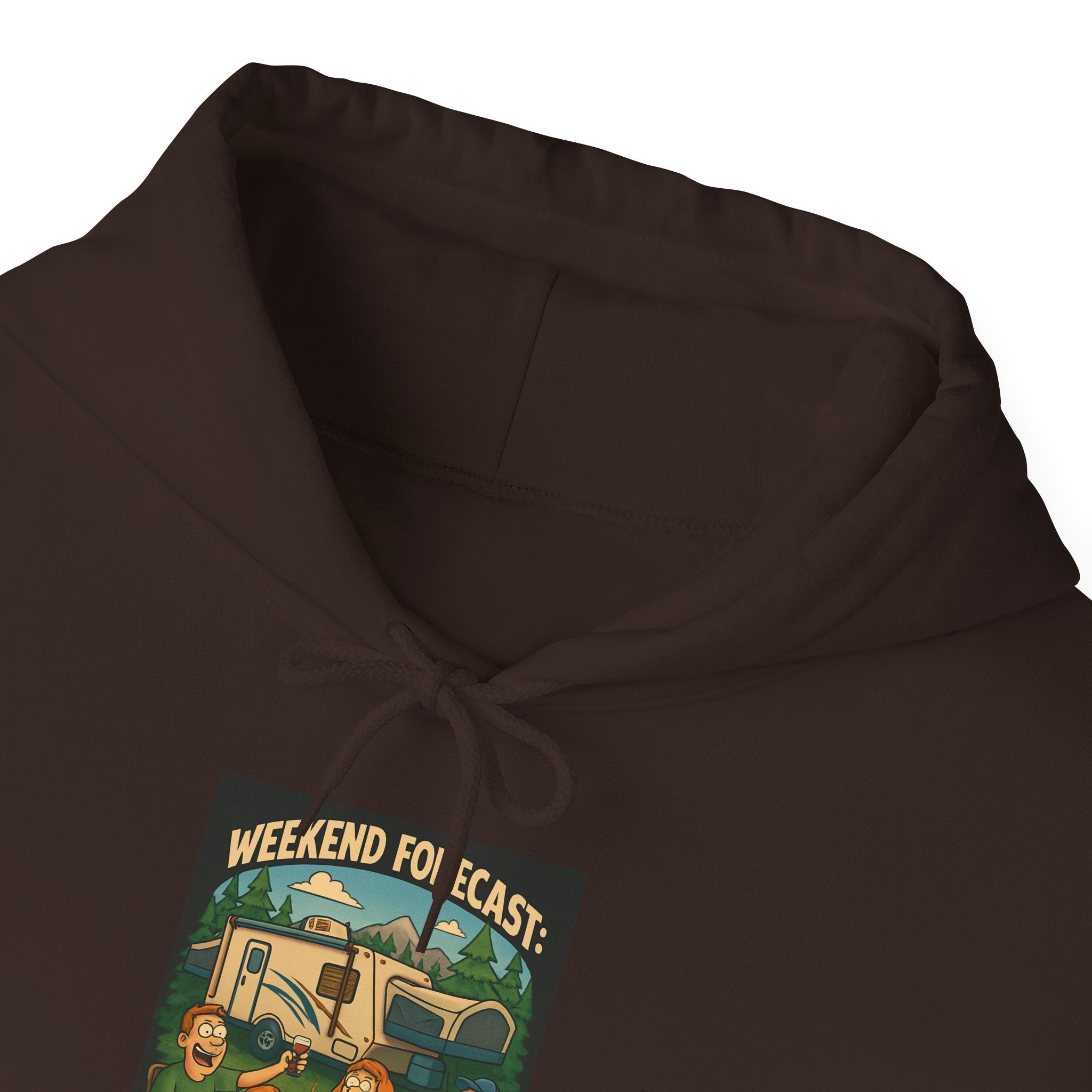 Camping Forecast Graphic Hoodie, Unisex Heavy Blend Sweatshirt, Outdoor Apparel, Weekend Getaway Gift, Nature Lover Clothing