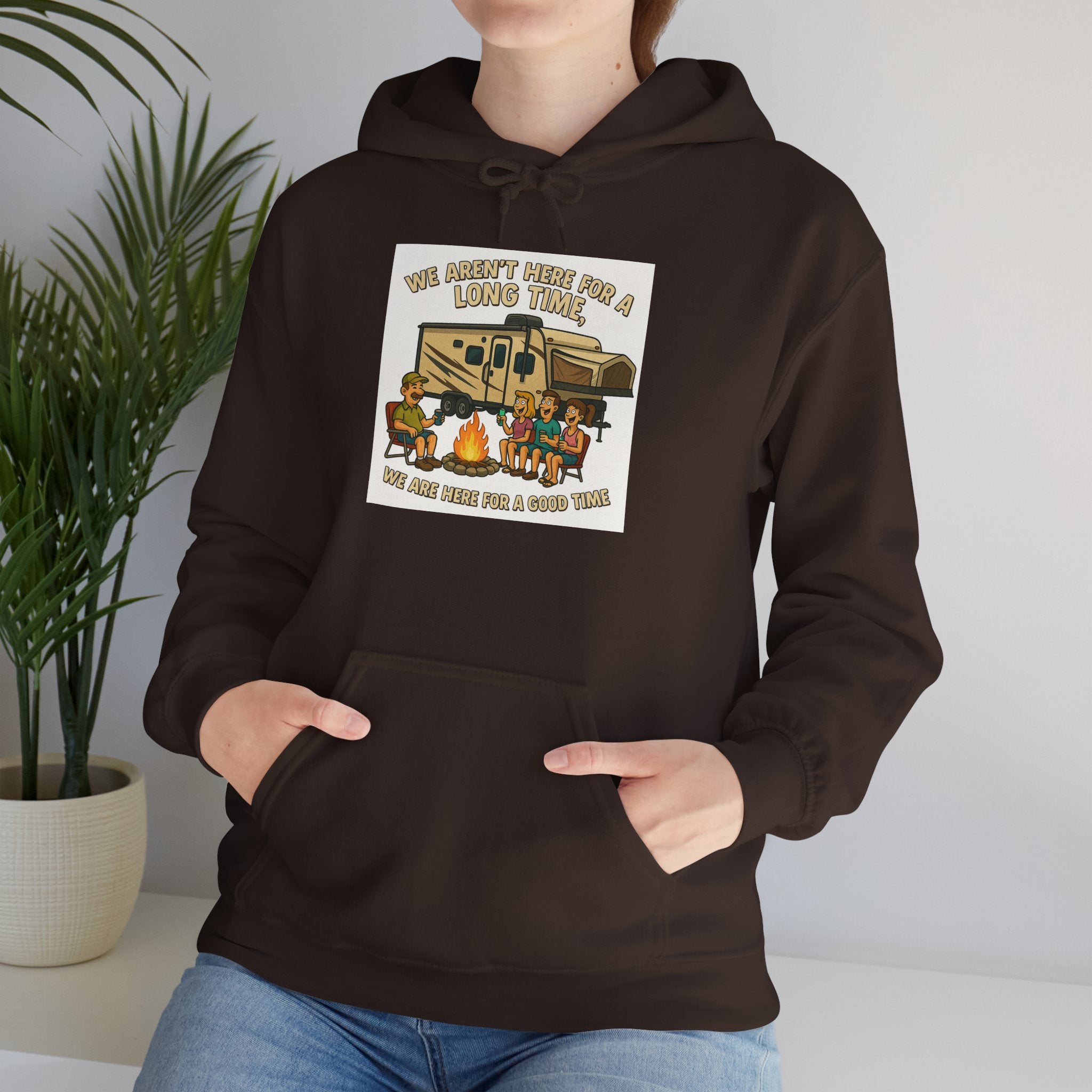 Adventure Awaits Graphic Hoodie - We aren't here for a long time, we are here for a good time