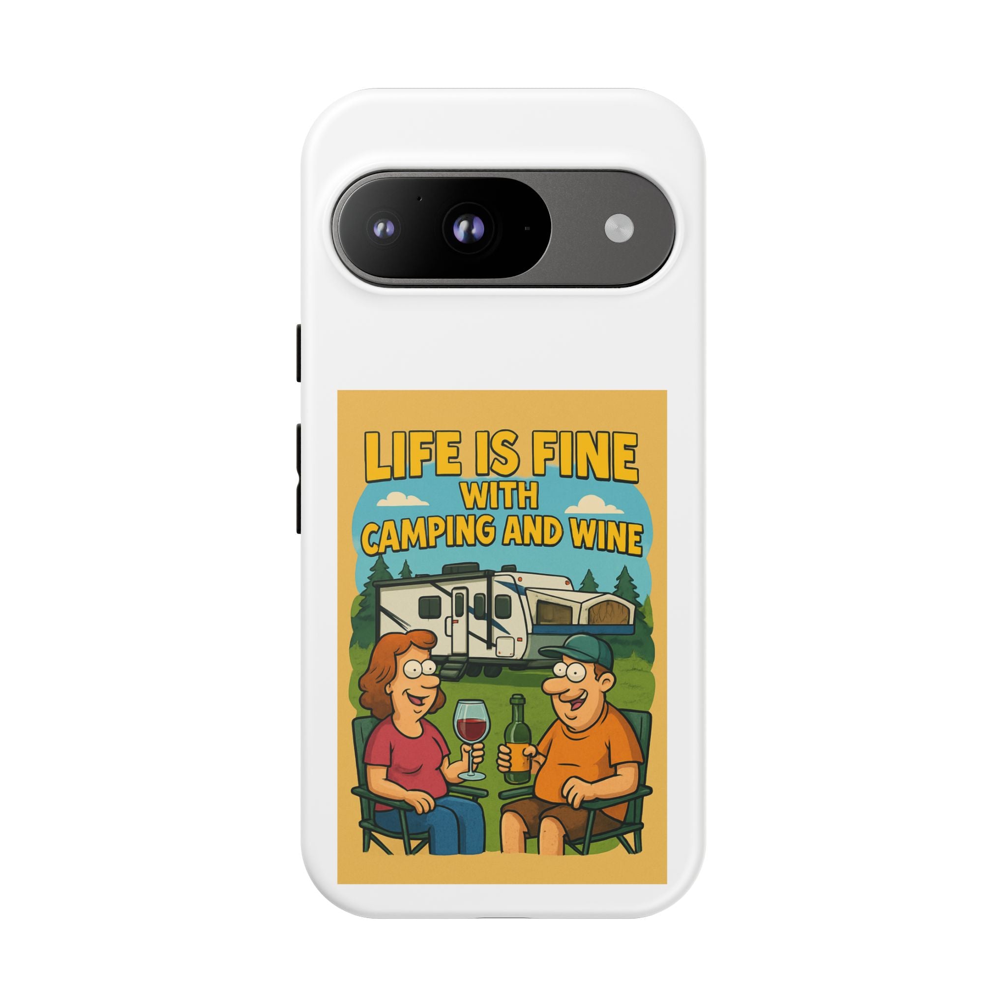 Camping & Wine Phone Case, Outdoor Adventure Accessory, Fun Gift for Campers, Summer Travel Essential, RV Lover Present
