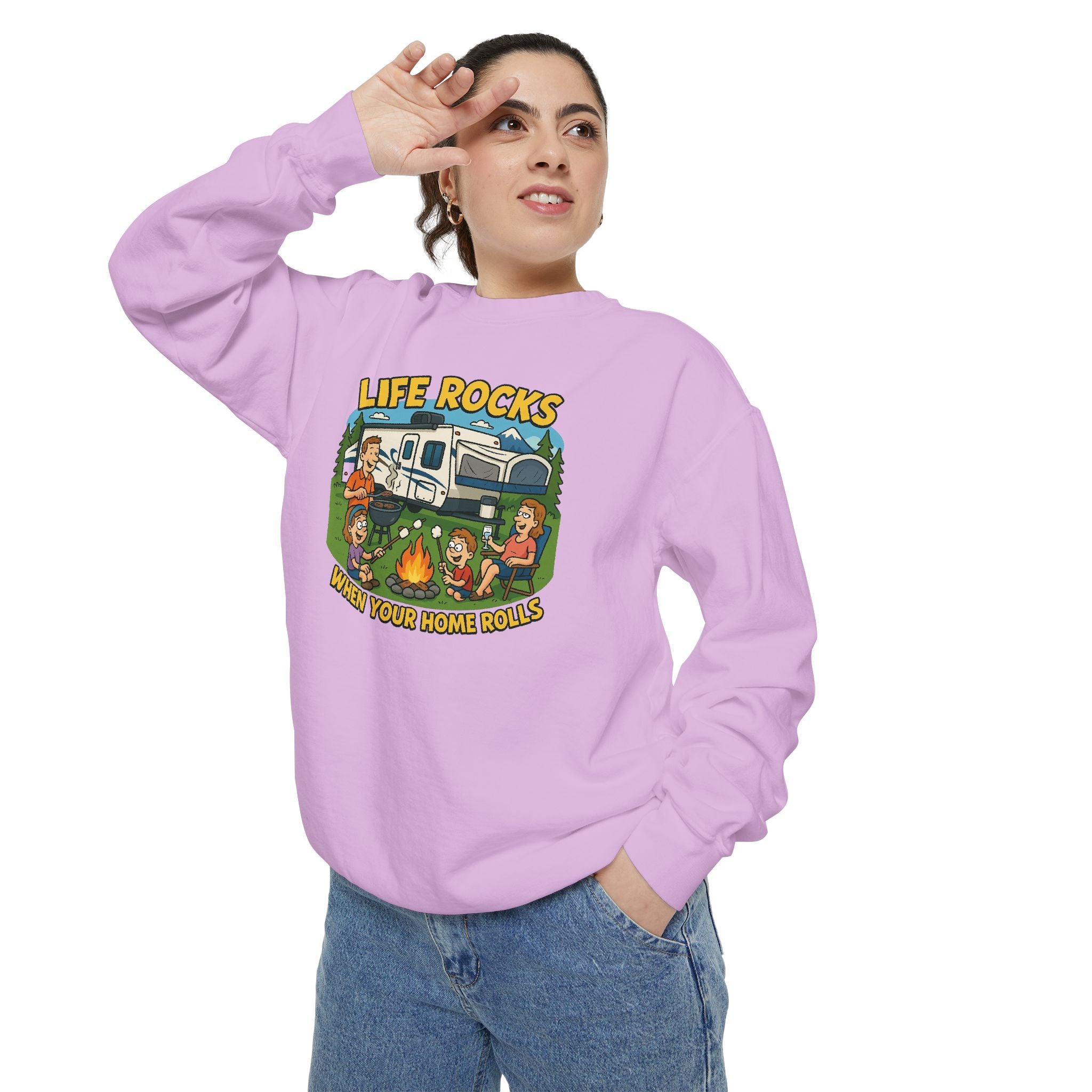 Retro Camping Sweatshirt, Life Rocks Sweater, Unisex Sweatshirt, Vintage RV Sweatshirt, Cozy Outdoor Apparel, Gift for Campers