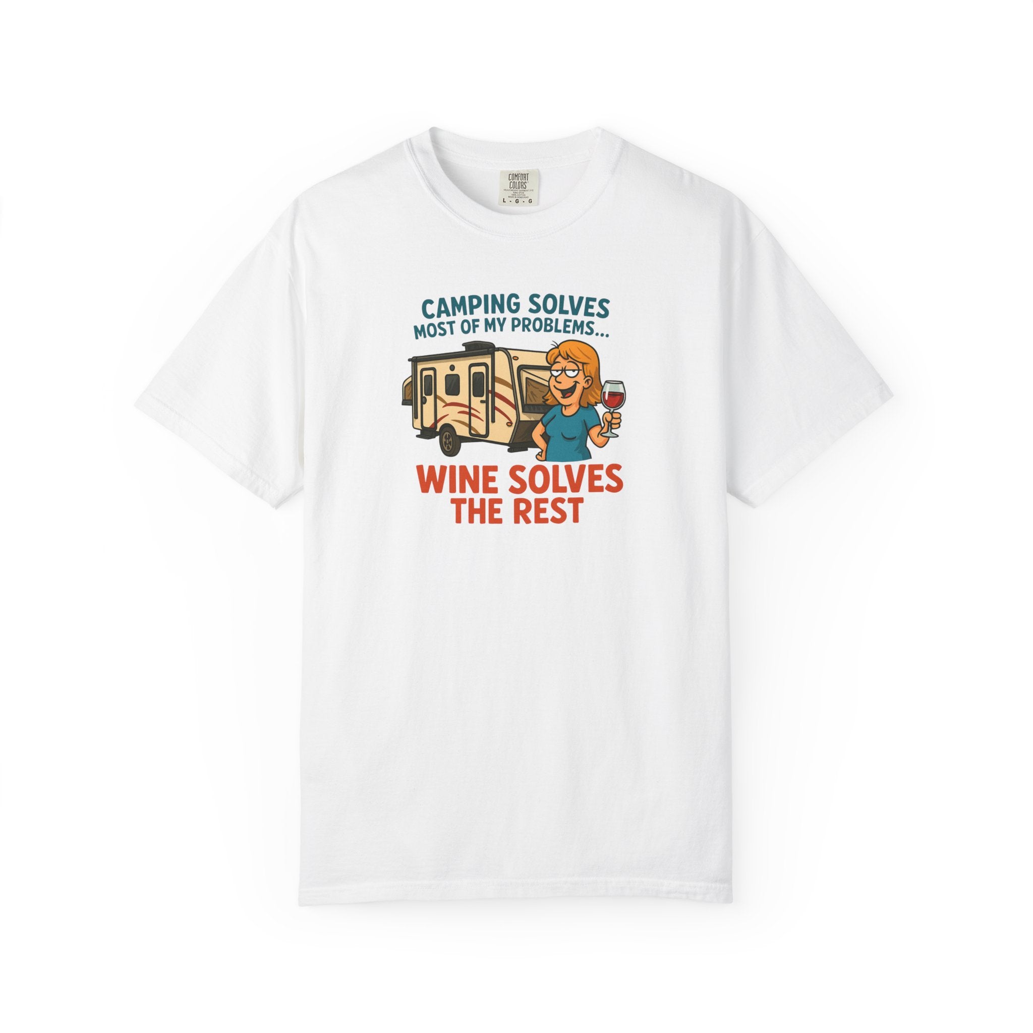 Camping & Wine Unisex T-Shirt, Relaxed Fit Tee, Perfect Gift for Campers, Wine Lovers, Outdoor Enthusiasts, Summer Celebrations