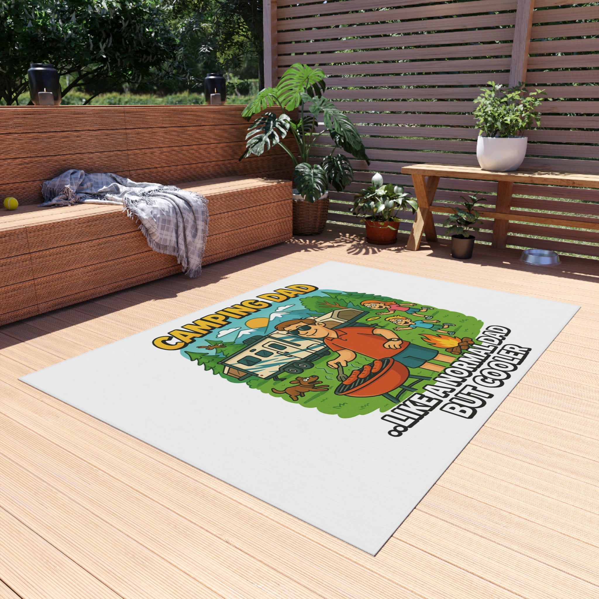 Camping Dad Outdoor Rug - Perfect for Backyard BBQs & Family Camping
