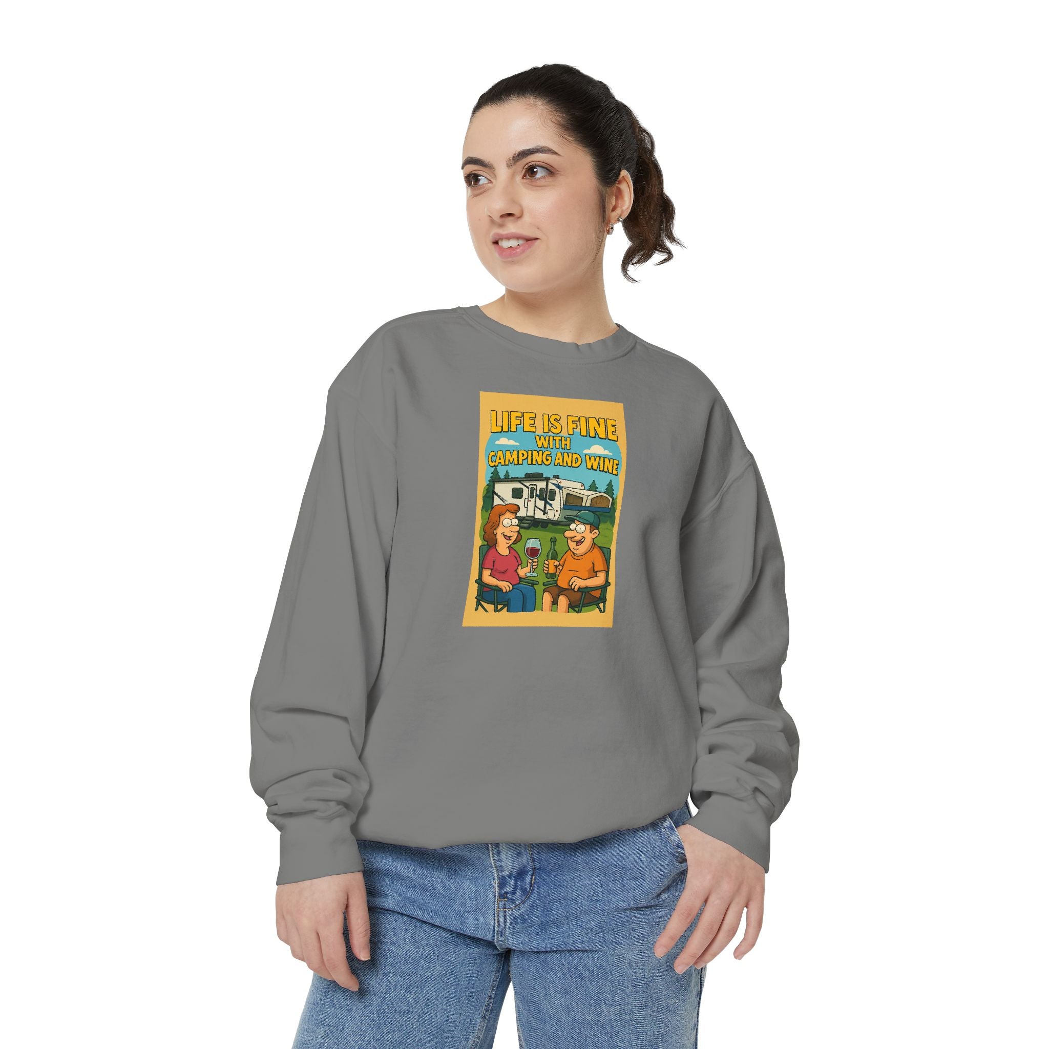 Vintage-Inspired Unisex Sweatshirt - "Life is Fine" Design, Cozy Gift, Casual Wear, Stylish Layering, Unisex Apparel