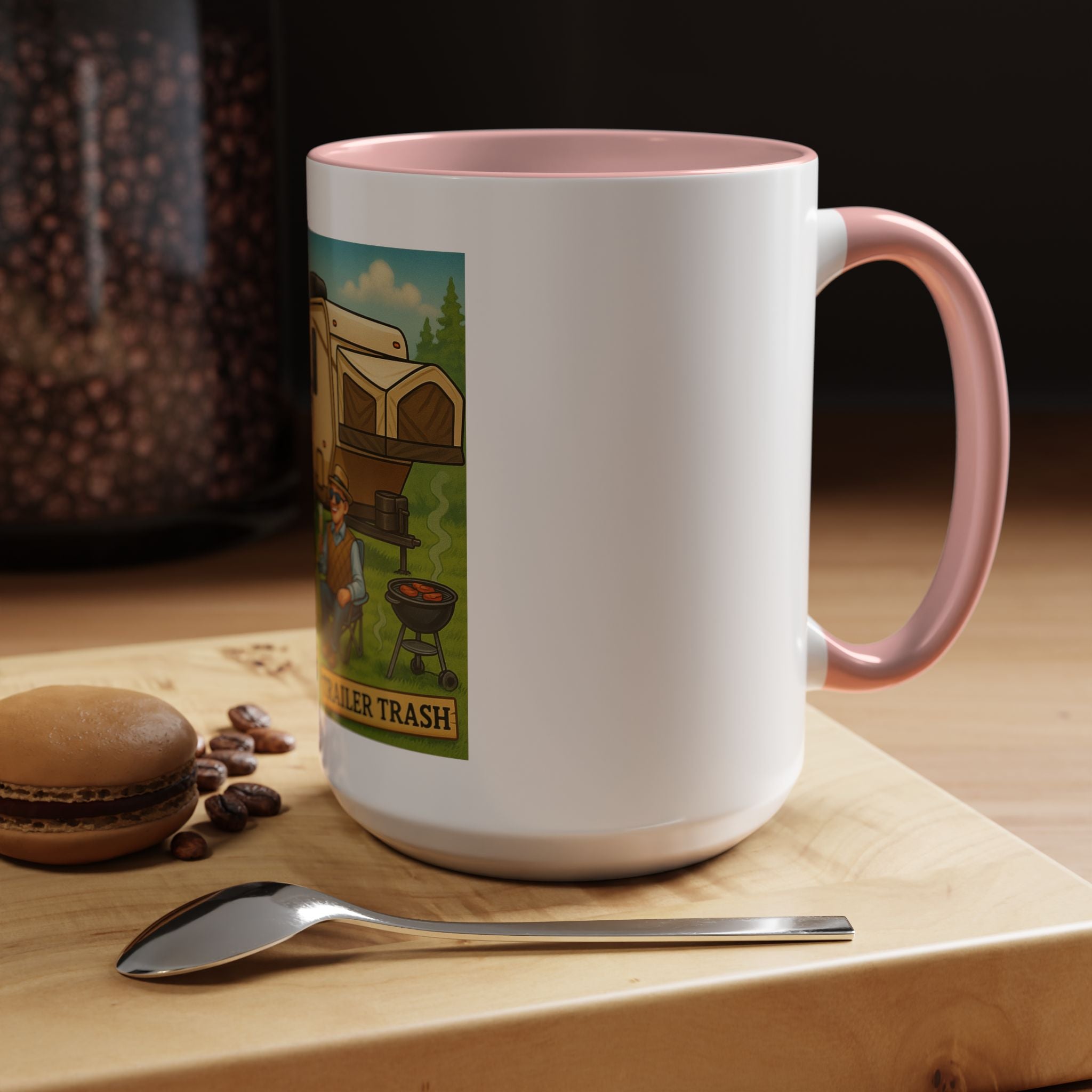High Class Trailer Trash Coffee Mug - Fun Campfire Ceramic Tea Cup