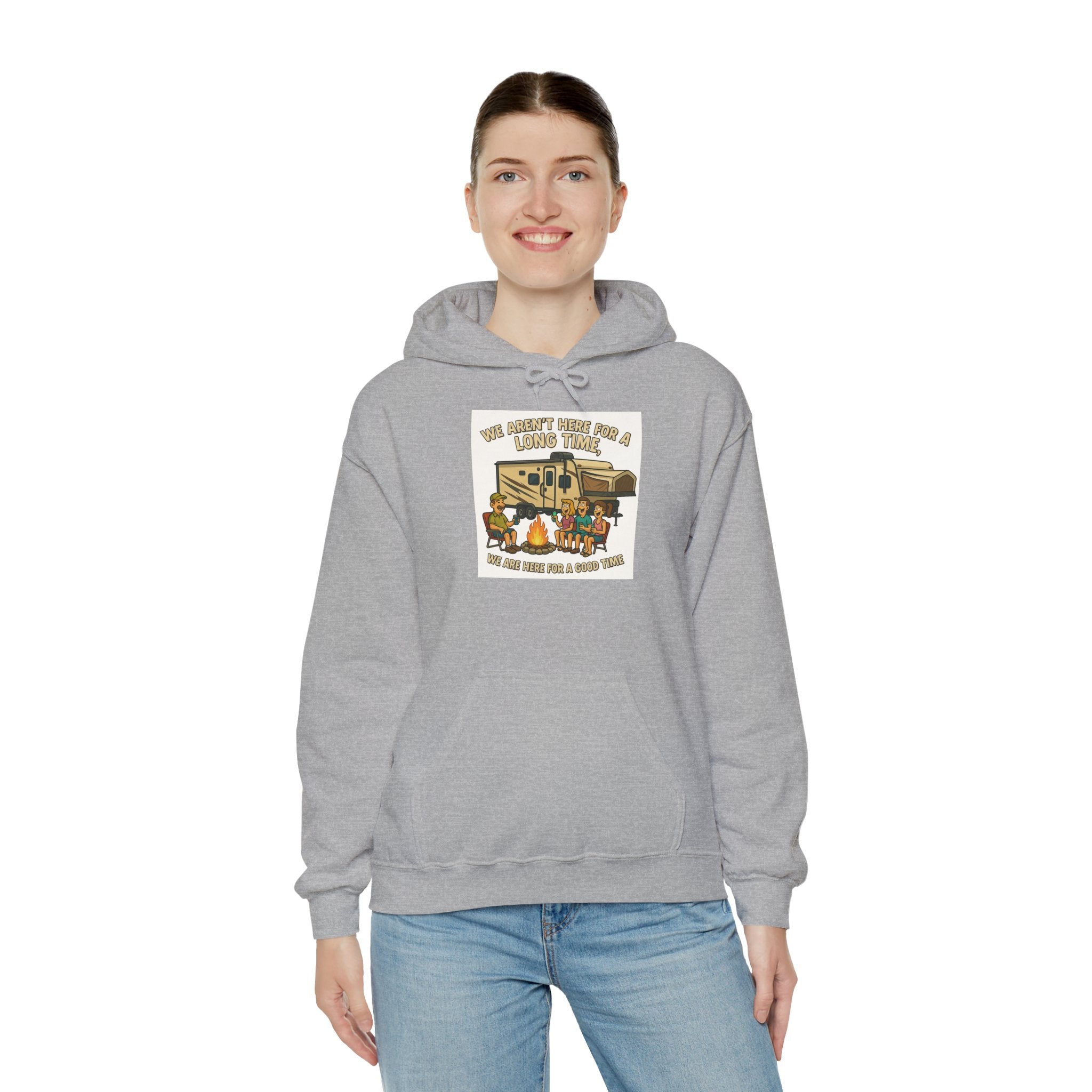 Adventure Awaits Graphic Hoodie - We aren't here for a long time, we are here for a good time