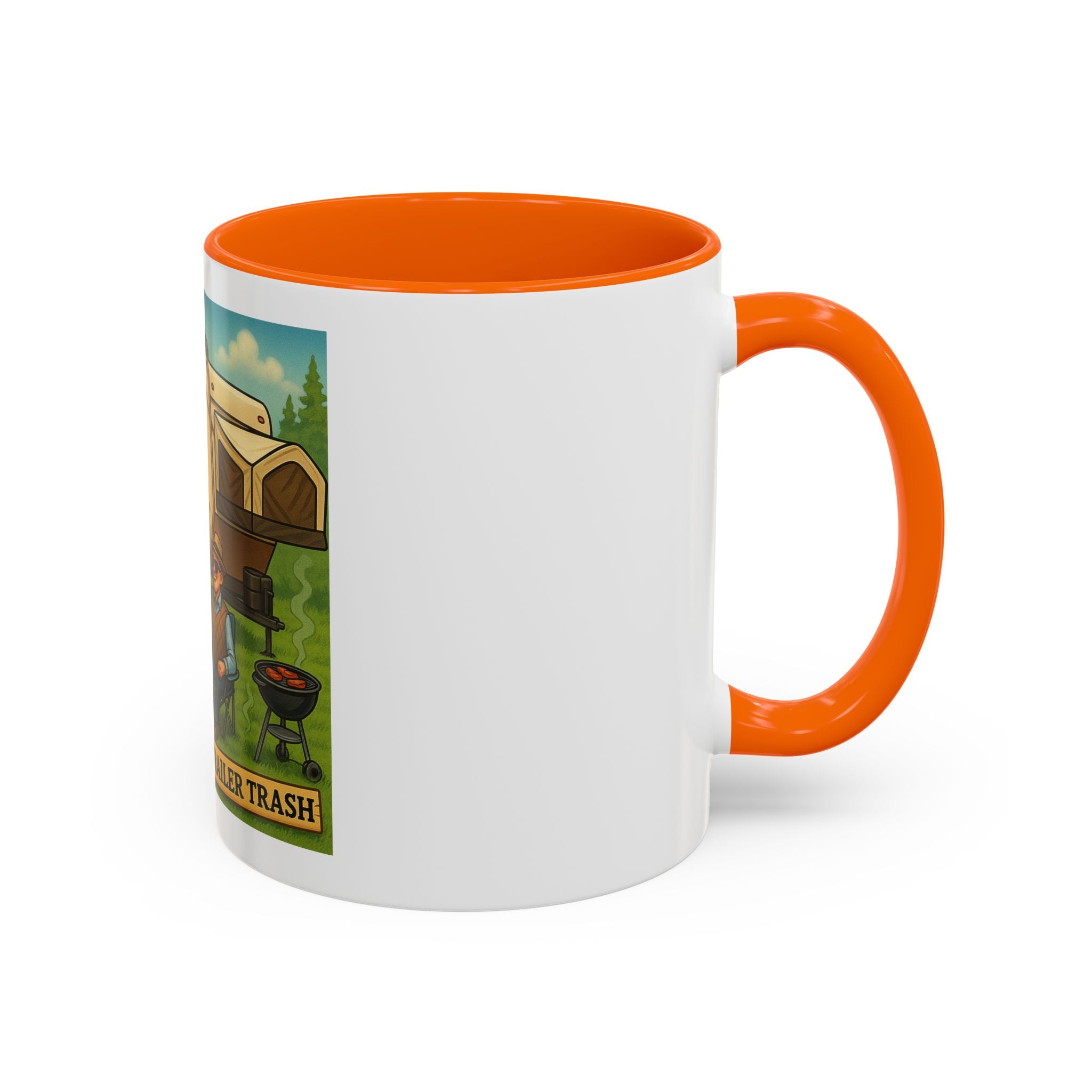 High Class Trailer Trash Coffee Mug - Fun Campfire Ceramic Tea Cup