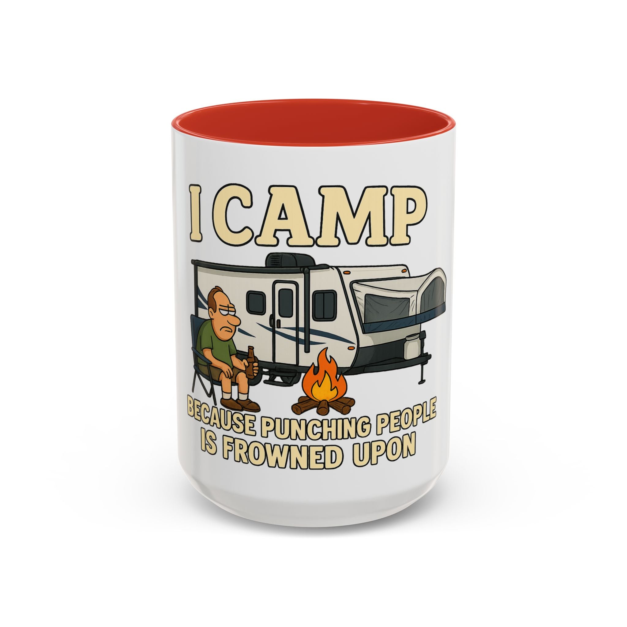 Camping Humor Coffee Mug - I Camp Because Punching People is Frowned Upon