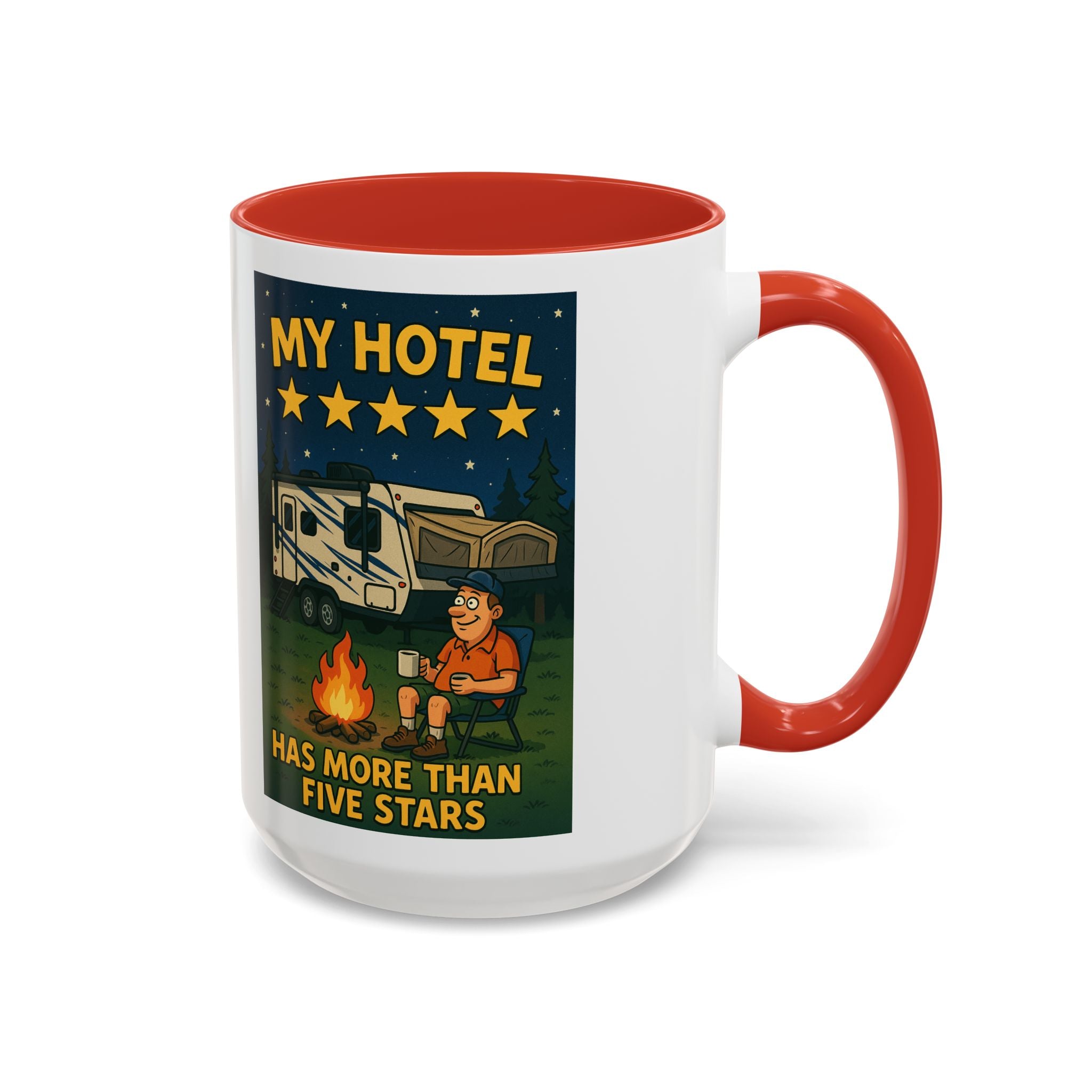 Camping-Themed Accent Coffee Mug | Perfect for RV Lovers, Campers, Travelers, Cozy Nights, Outdoor Adventures, Unique Gift Ideas