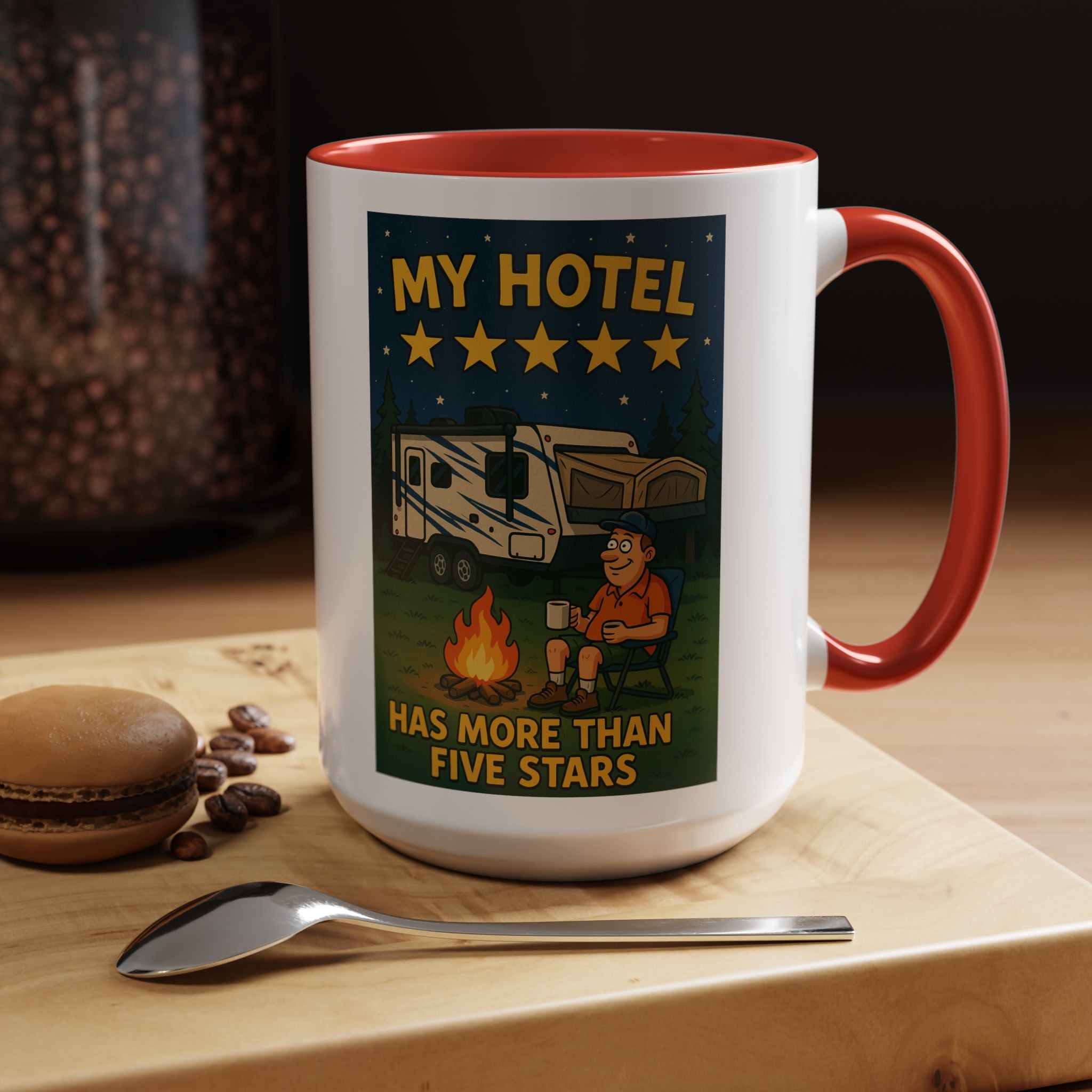 Camping-Themed Accent Coffee Mug | Perfect for RV Lovers, Campers, Travelers, Cozy Nights, Outdoor Adventures, Unique Gift Ideas