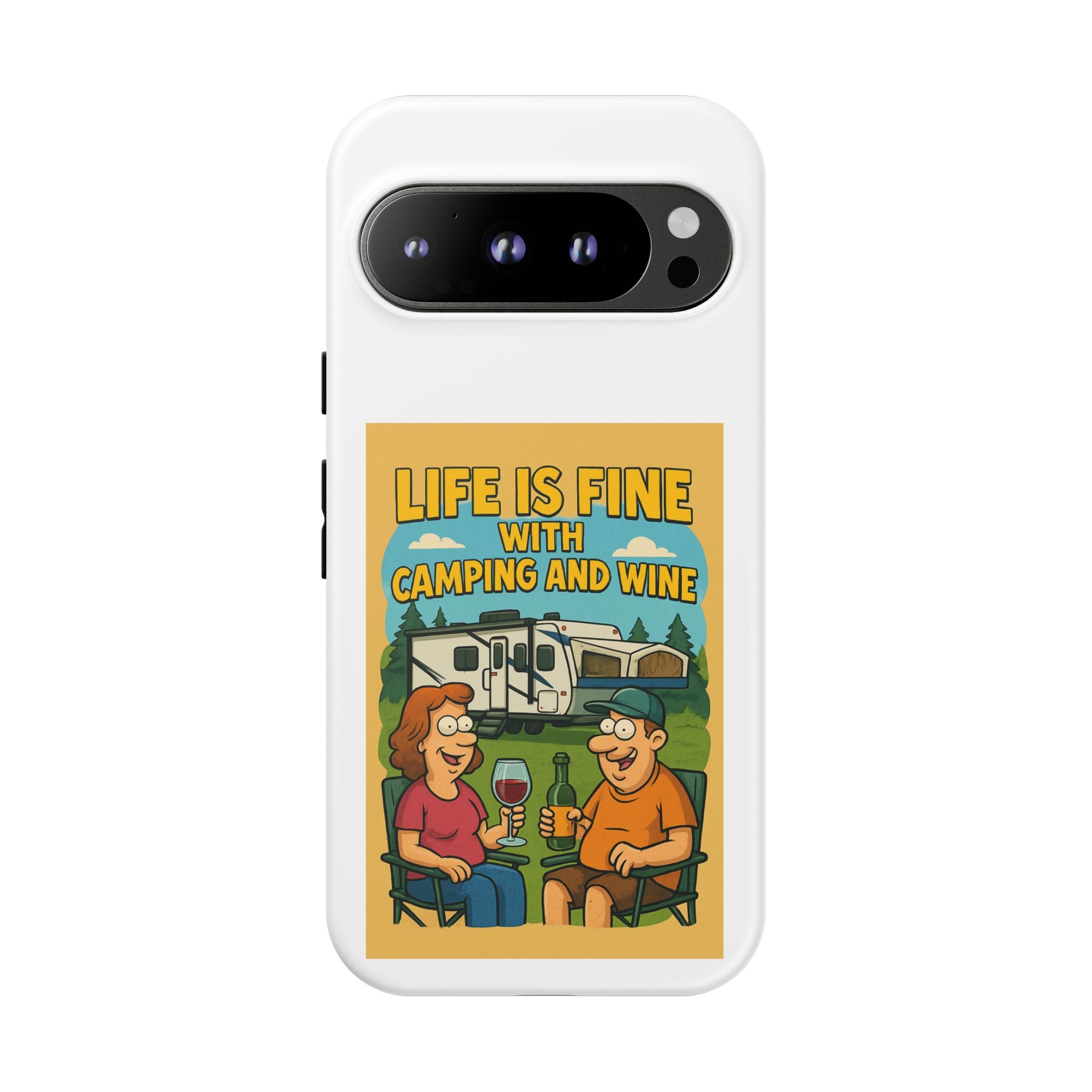 Camping & Wine Phone Case, Outdoor Adventure Accessory, Fun Gift for Campers, Summer Travel Essential, RV Lover Present