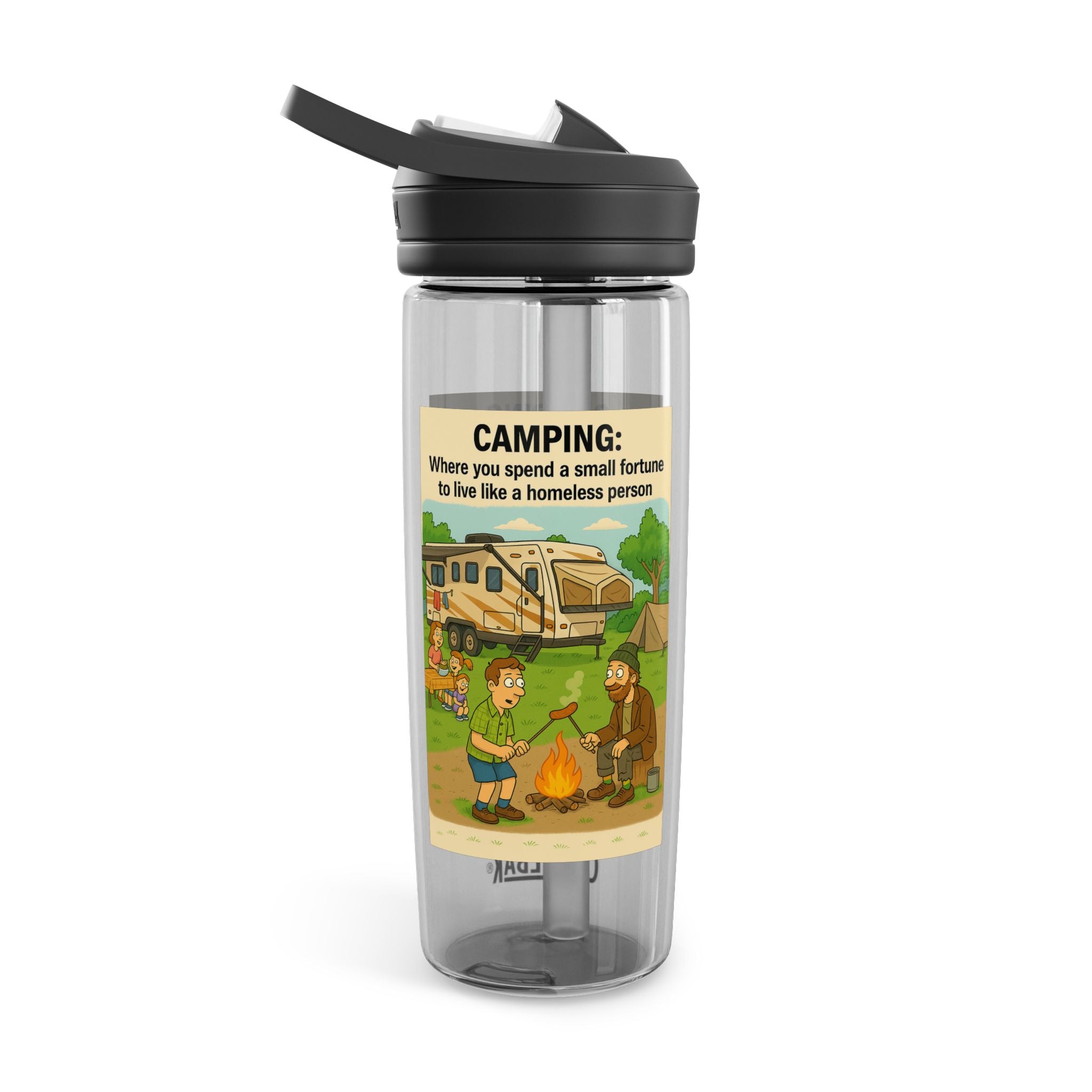 Camping Water Bottle, Funny Outdoor Gift, Hiking Hydration, Adventure Accessory, Eco-friendly Drinkware