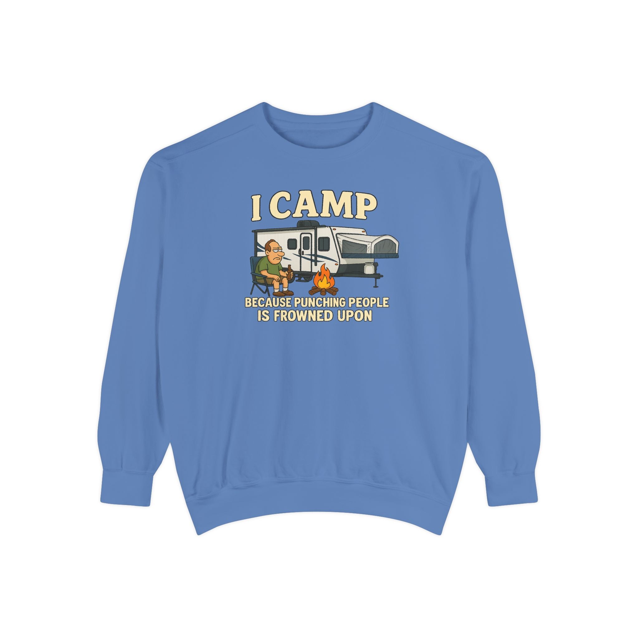 I Camp Unisex Garment-Dyed Sweatshirt - Cozy Camping Apparel for Outdoor Lovers