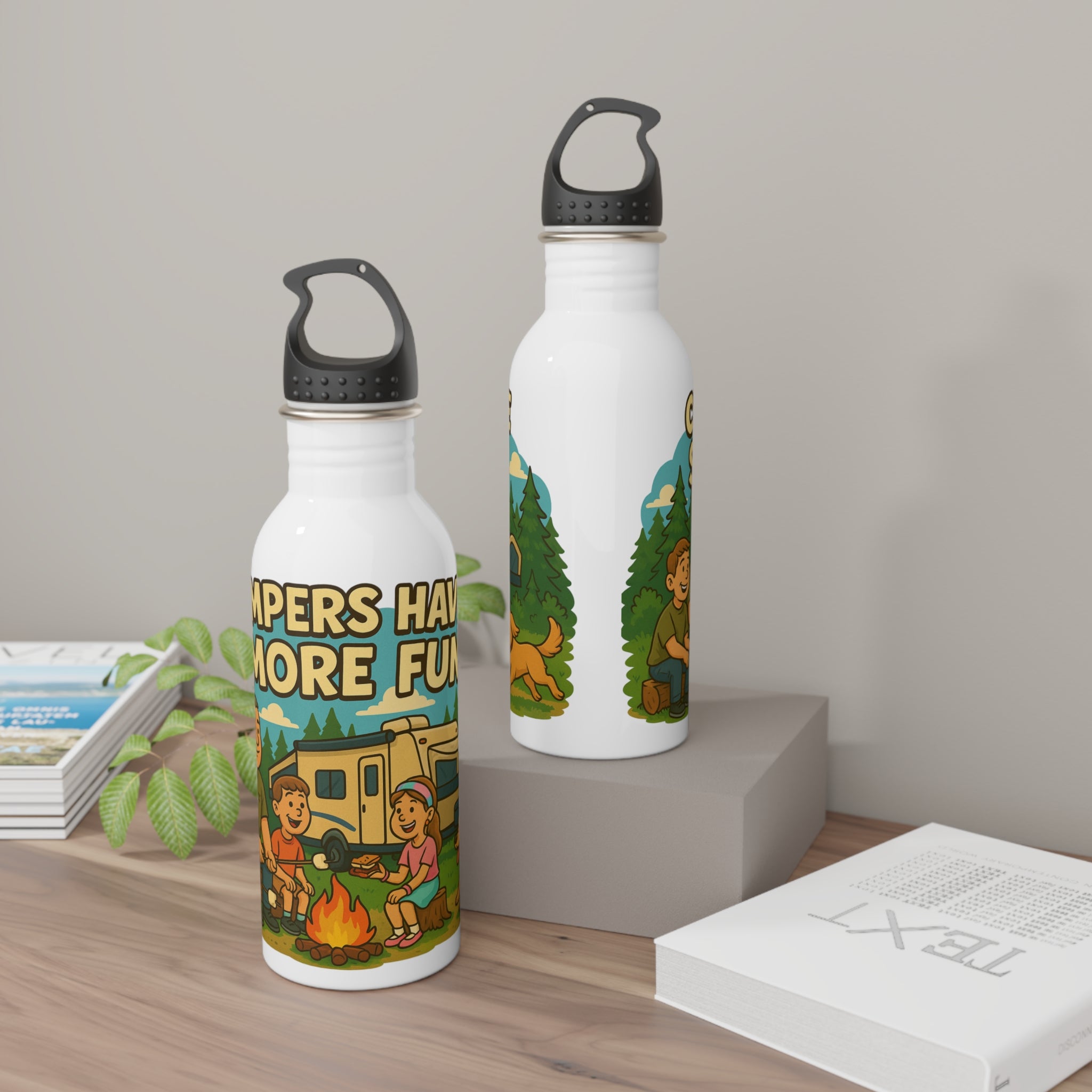 Camping Vibes Water Bottle, Outdoor Adventure, S'mores Fun, Eco-Friendly Hydration, Gift for Campers, Hiking Gear