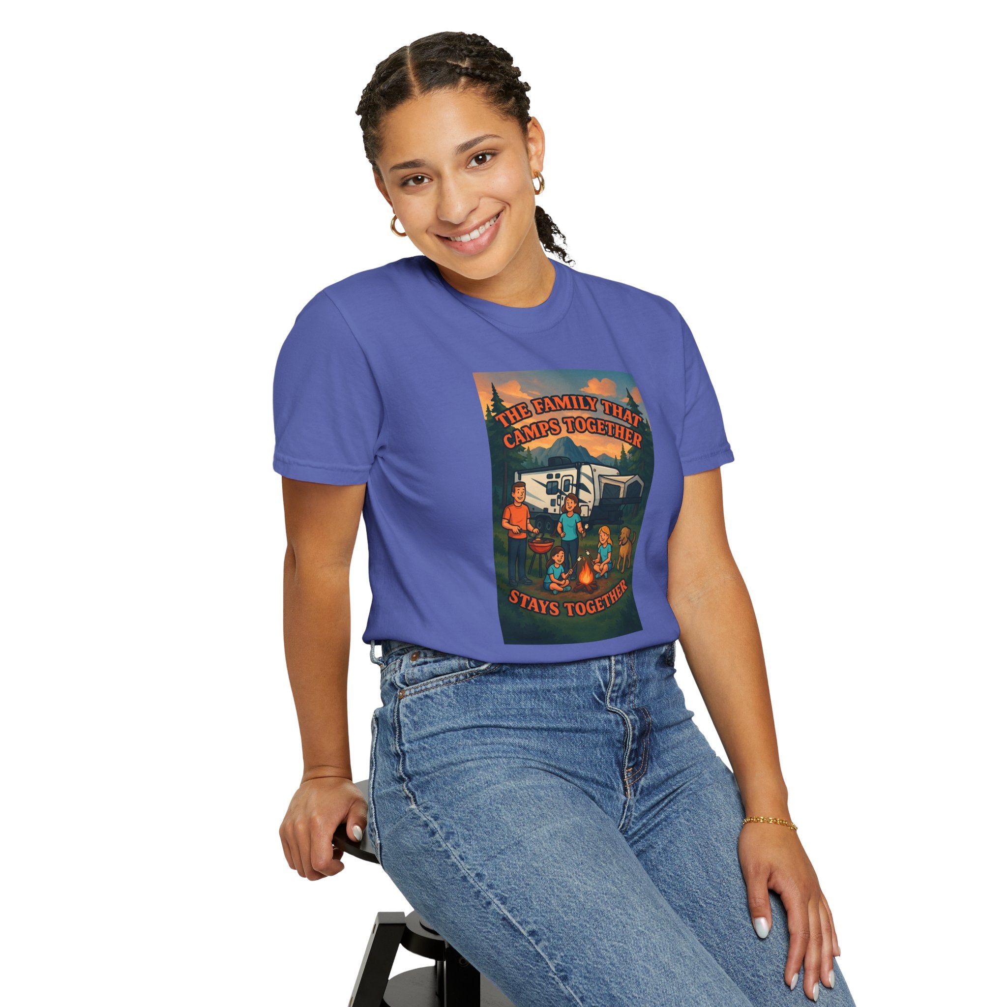 Family Camping T-shirt, Casual Outdoor Tee, Perfect for Family Gatherings, Summer Camp, Gift for Outdoor Lovers, Relaxed Fit Tee