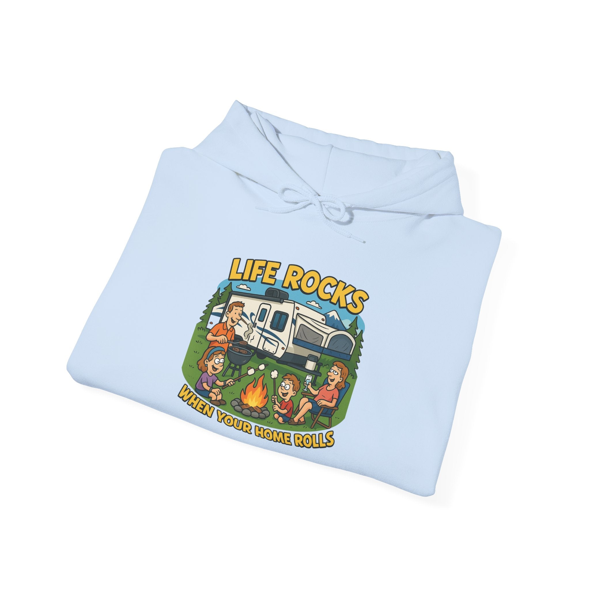 Campfire Adventure Hoodie with Retro Design, Cozy Gift for Outdoor Lovers, Perfect for Camping, Road Trips, and Casual Wear