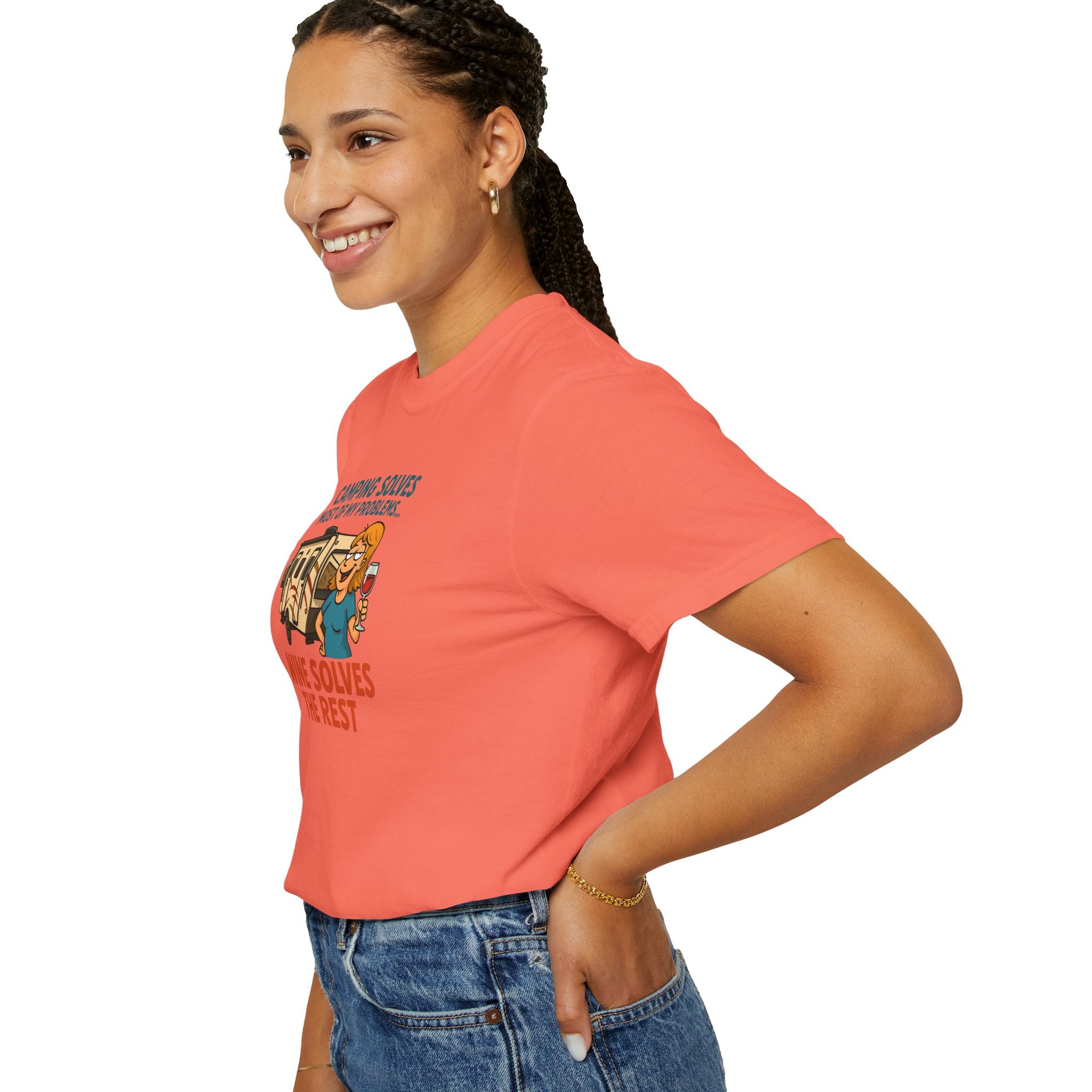 Camping & Wine Unisex T-Shirt, Relaxed Fit Tee, Perfect Gift for Campers, Wine Lovers, Outdoor Enthusiasts, Summer Celebrations