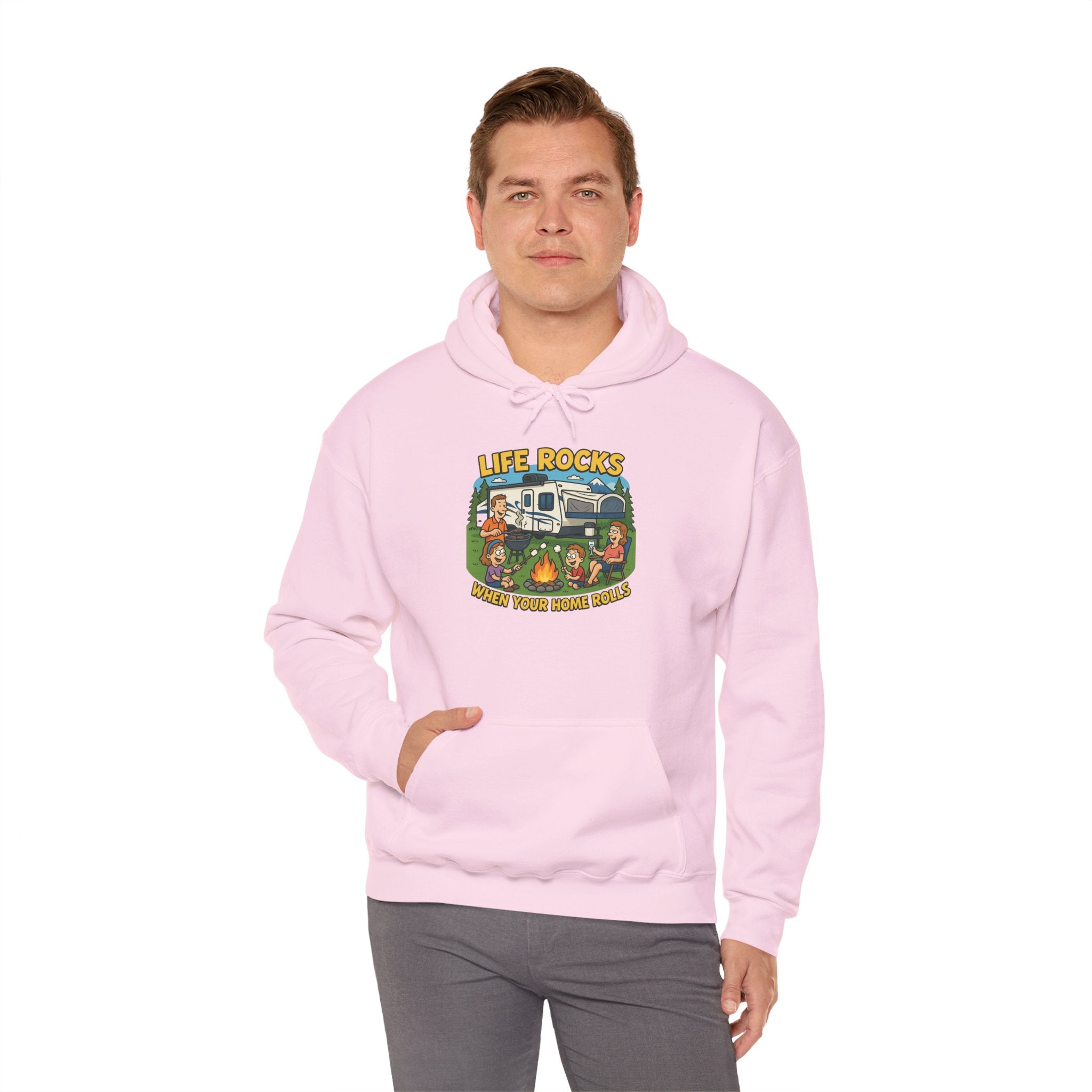 Campfire Adventure Hoodie with Retro Design, Cozy Gift for Outdoor Lovers, Perfect for Camping, Road Trips, and Casual Wear