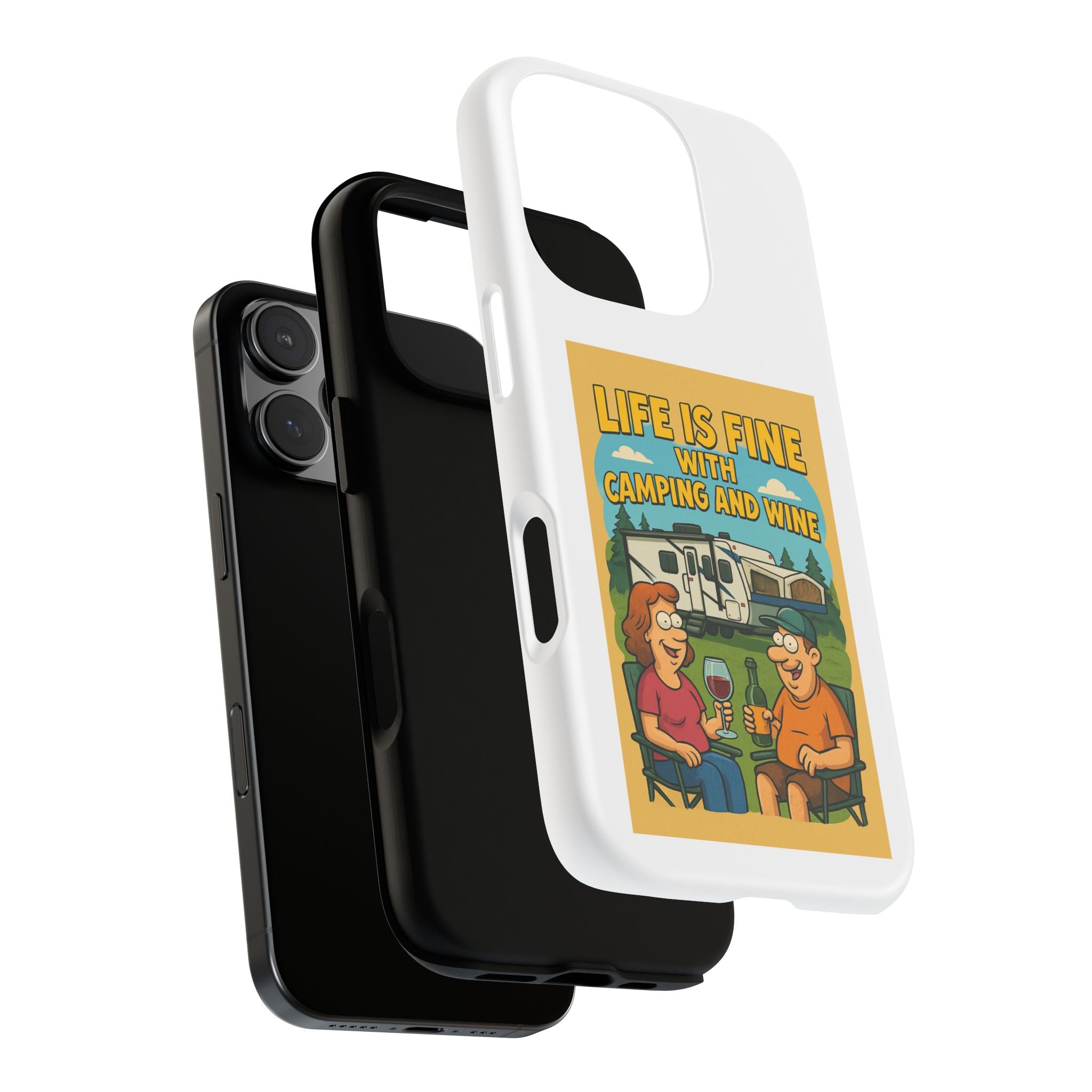 Camping & Wine Phone Case, Outdoor Adventure Accessory, Fun Gift for Campers, Summer Travel Essential, RV Lover Present