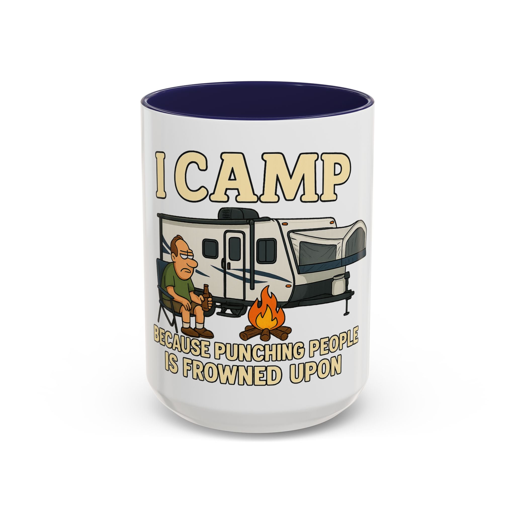Camping Humor Coffee Mug - I Camp Because Punching People is Frowned Upon
