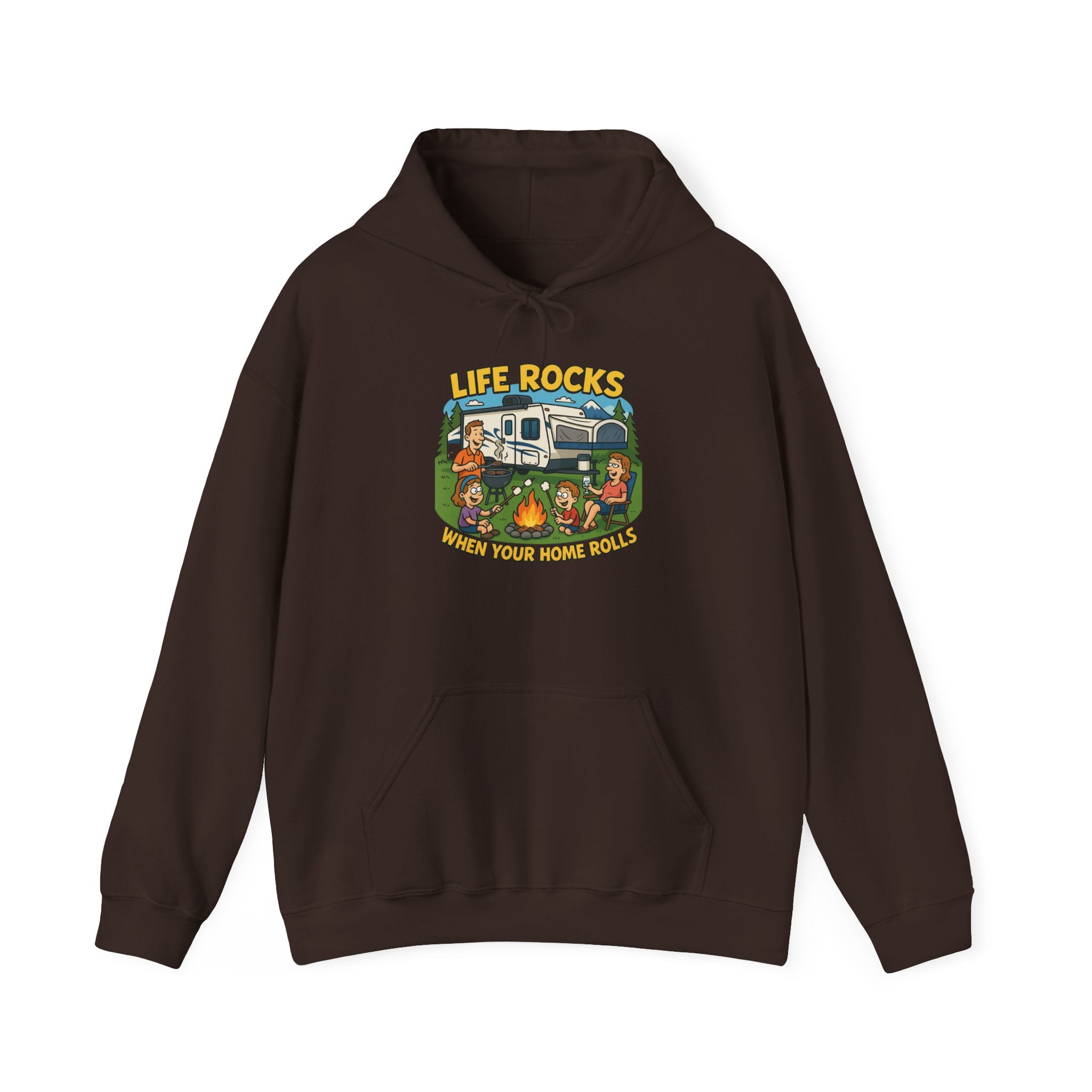 Campfire Adventure Hoodie with Retro Design, Cozy Gift for Outdoor Lovers, Perfect for Camping, Road Trips, and Casual Wear