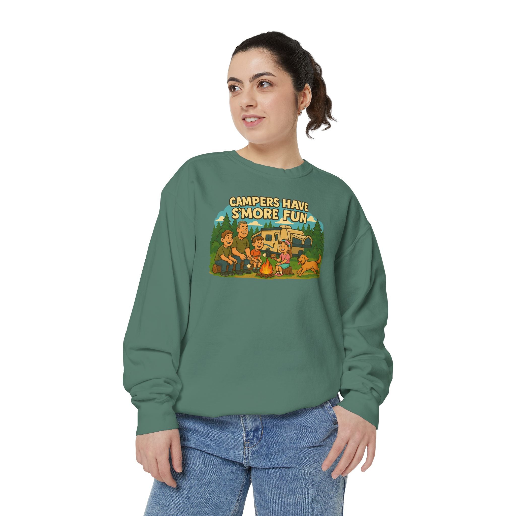 Camper Vibes Sweatshirt - Enjoy S'mores, Unisex Campfire Clothing, Perfect for Outdoor Adventures, Gift for Adventurers, Cozy Camping Attire