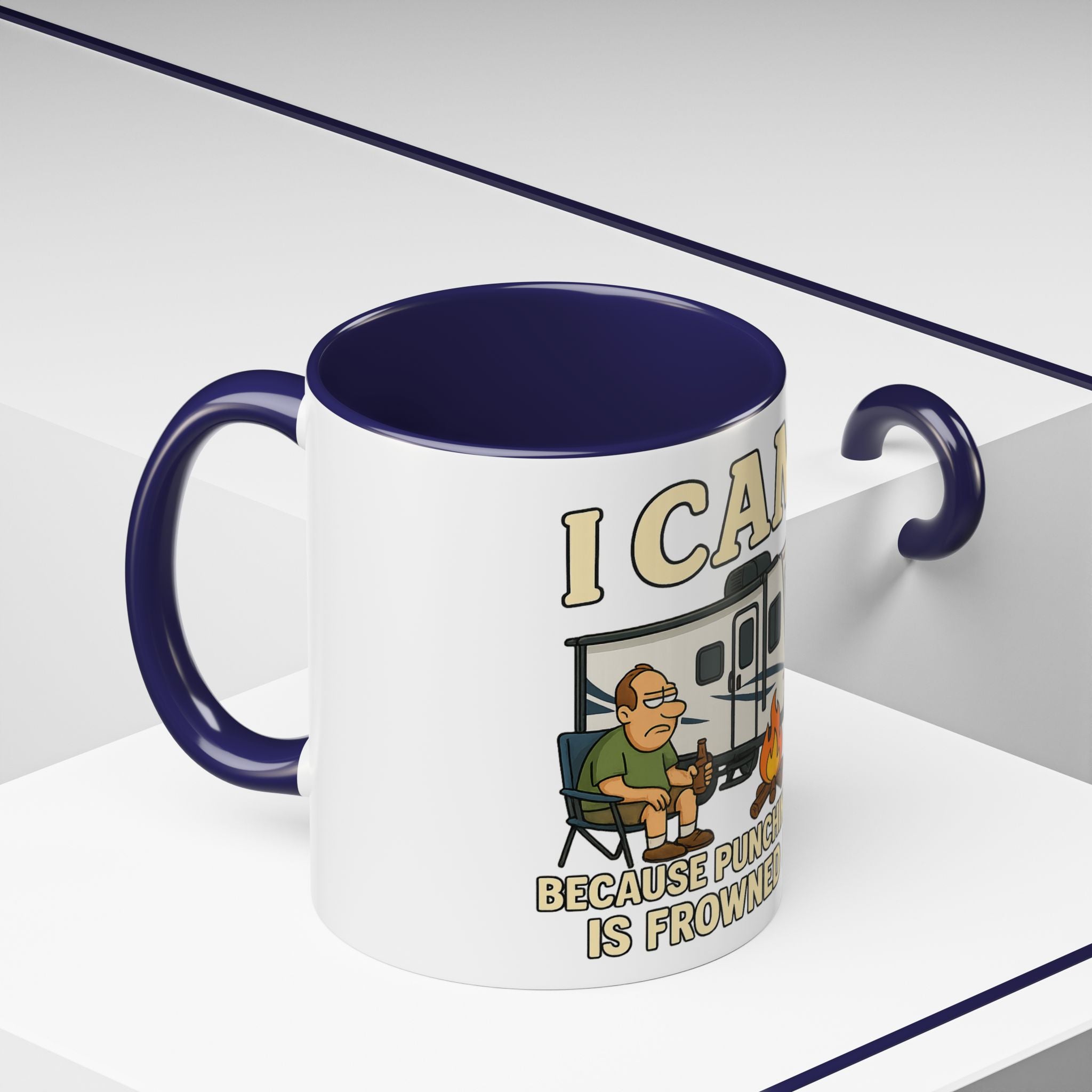 Camping Humor Coffee Mug - I Camp Because Punching People is Frowned Upon