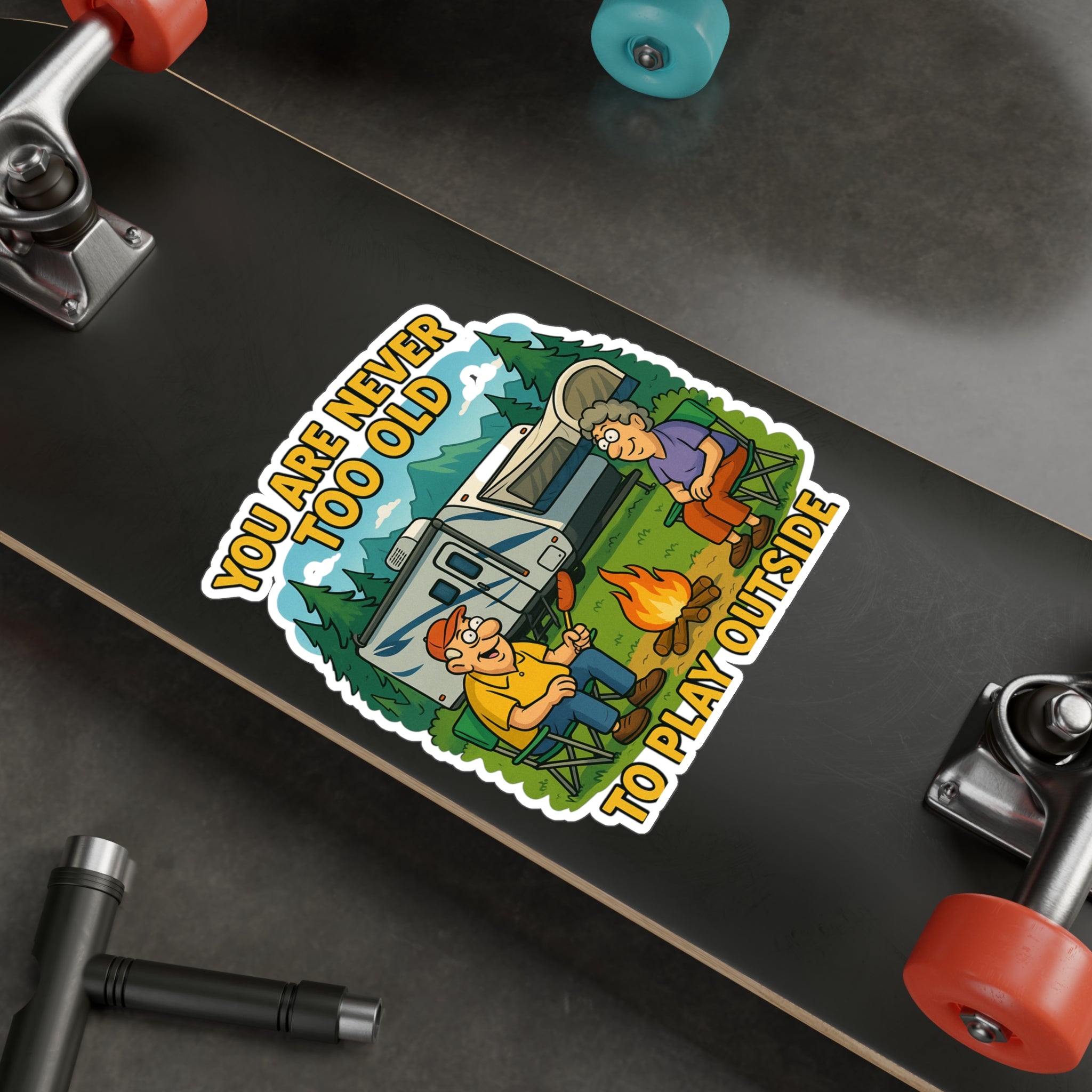 Outdoor Adventure Vinyl Decal - "You Are Never Too Old to Play Outside"