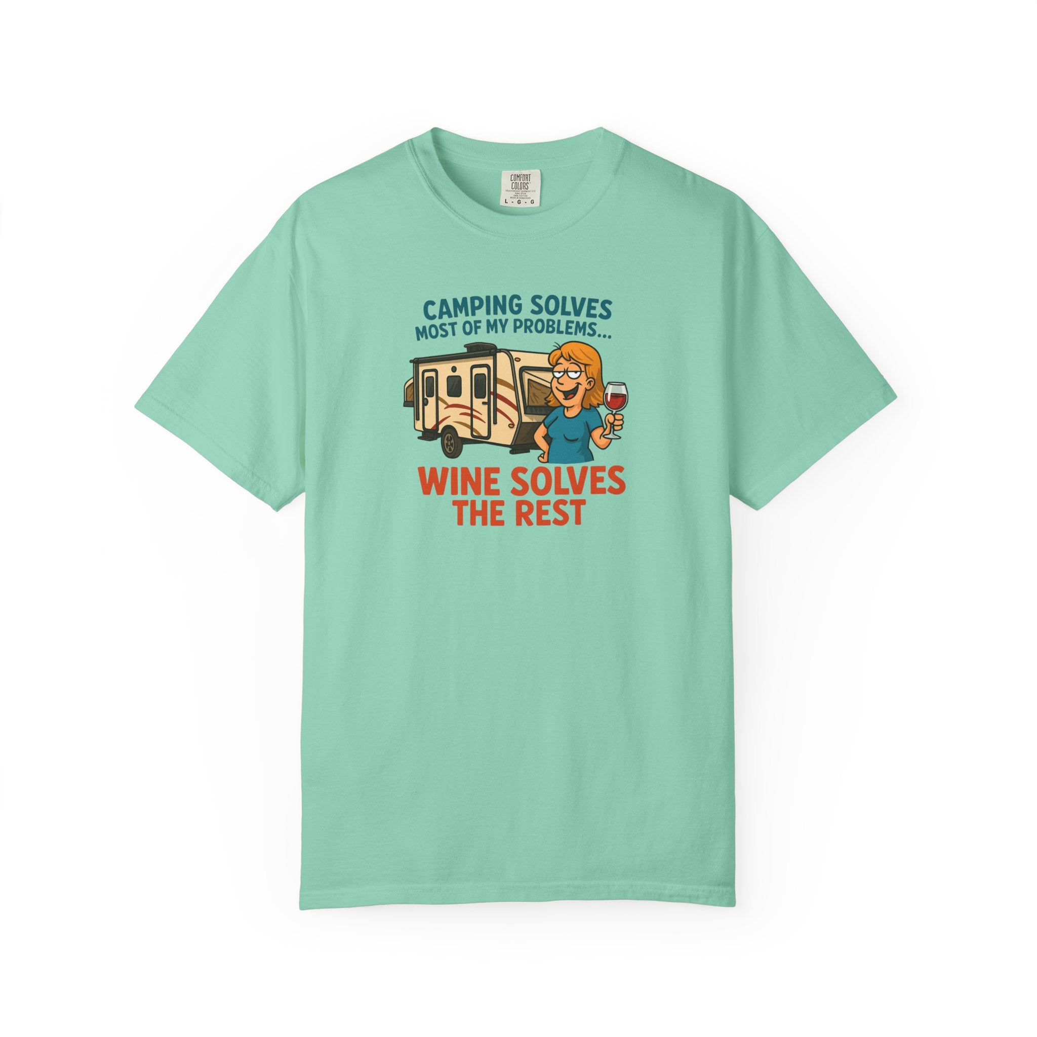 Camping & Wine Unisex T-Shirt, Relaxed Fit Tee, Perfect Gift for Campers, Wine Lovers, Outdoor Enthusiasts, Summer Celebrations