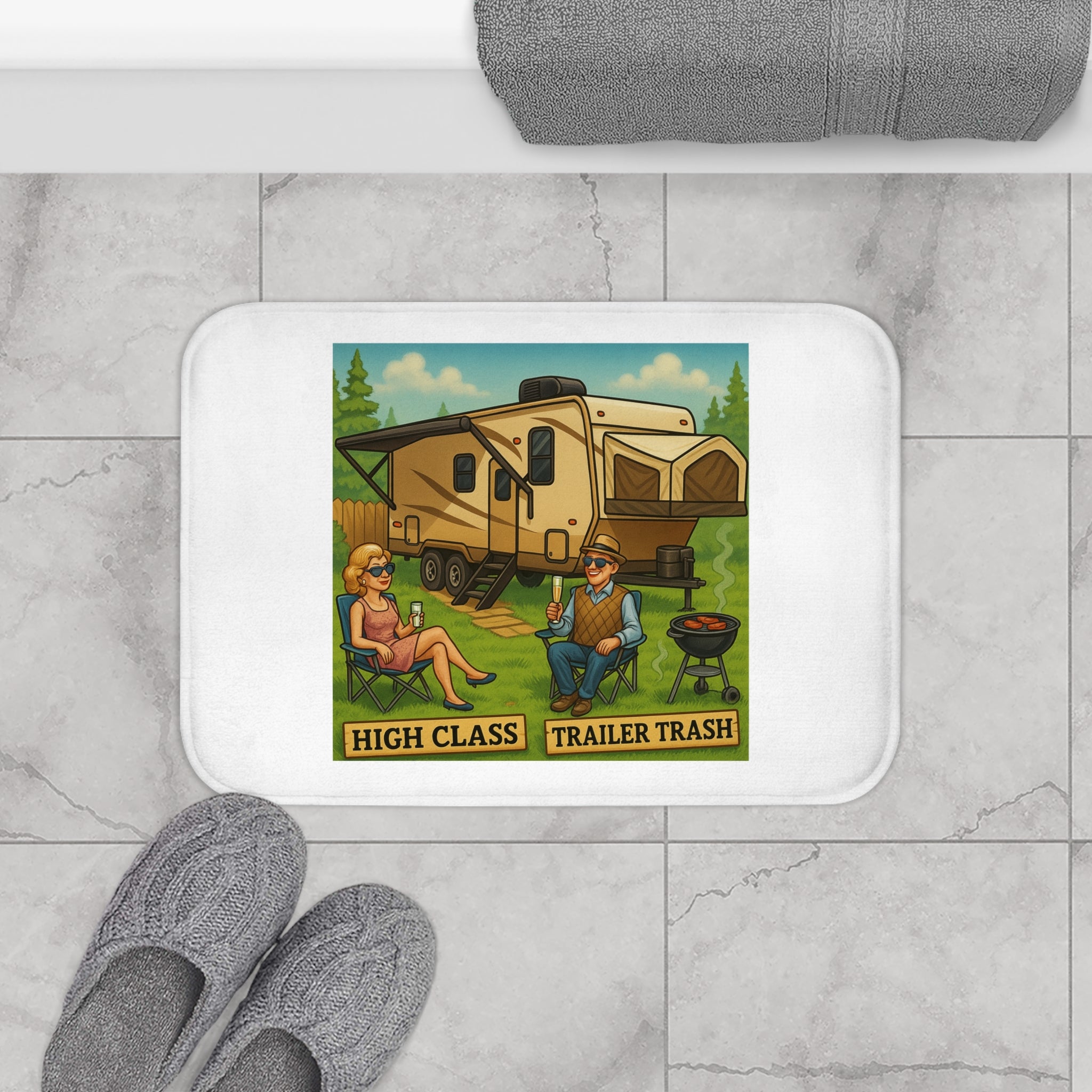 High Class Trailer Trash Bath Mat - Fun Camping Humor Decor
