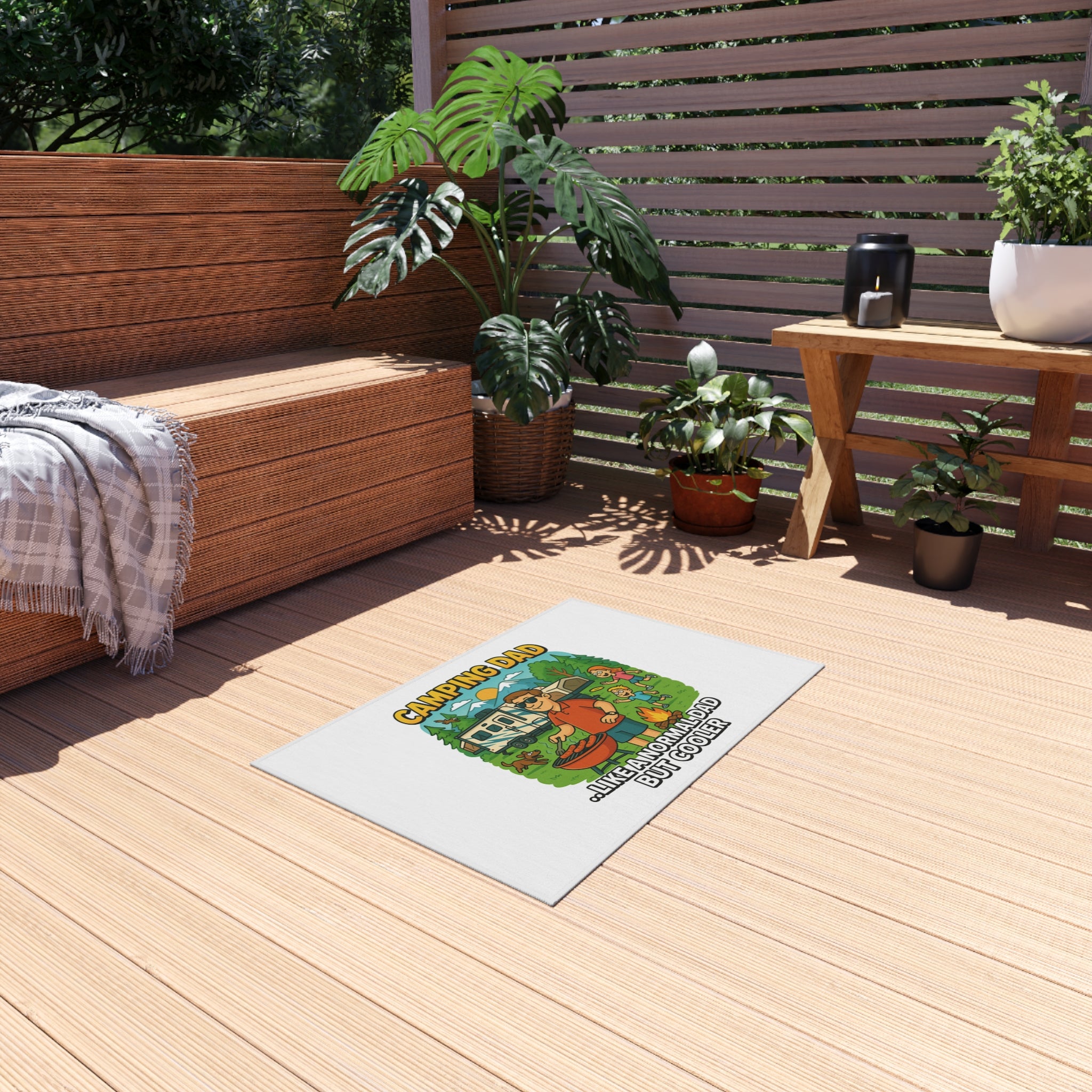 Camping Dad Outdoor Rug - Perfect for Backyard BBQs & Family Camping
