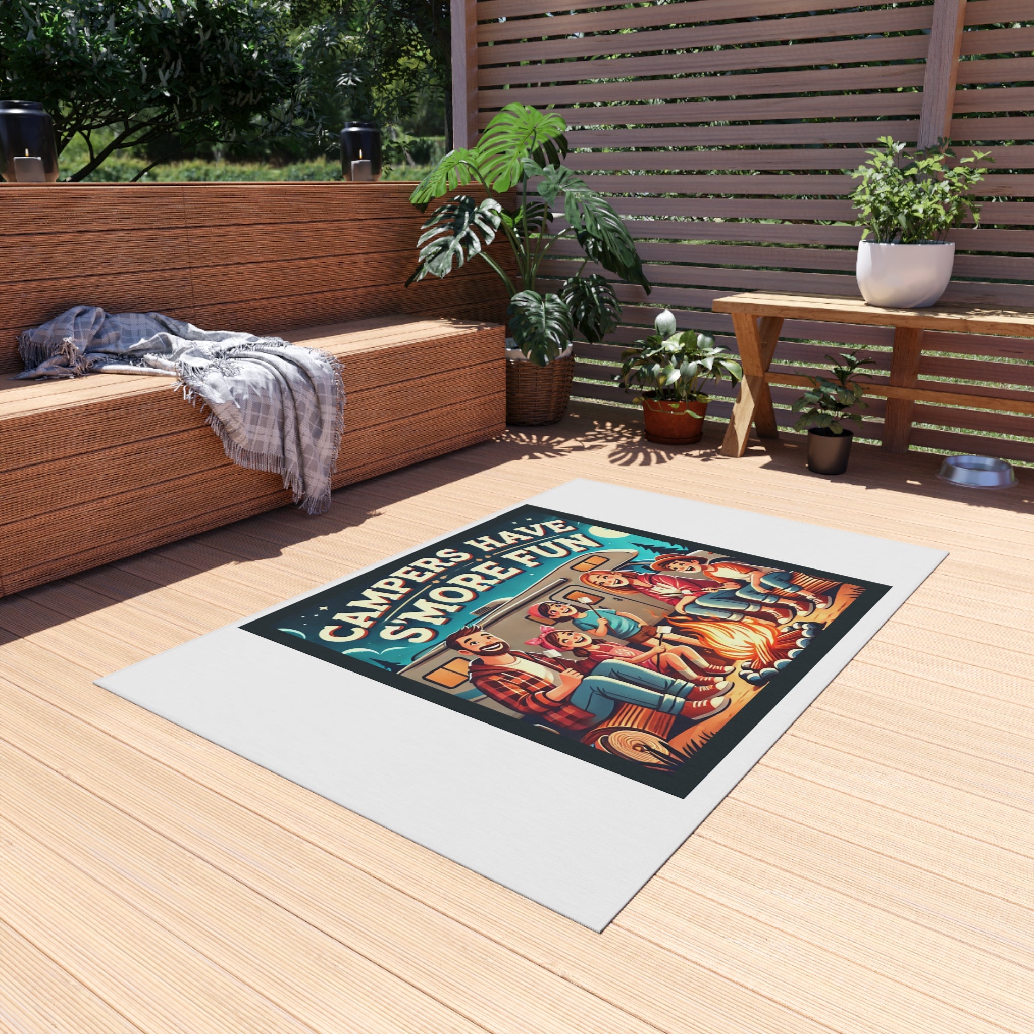 Outdoor Rug - Campers S'more Fun Design