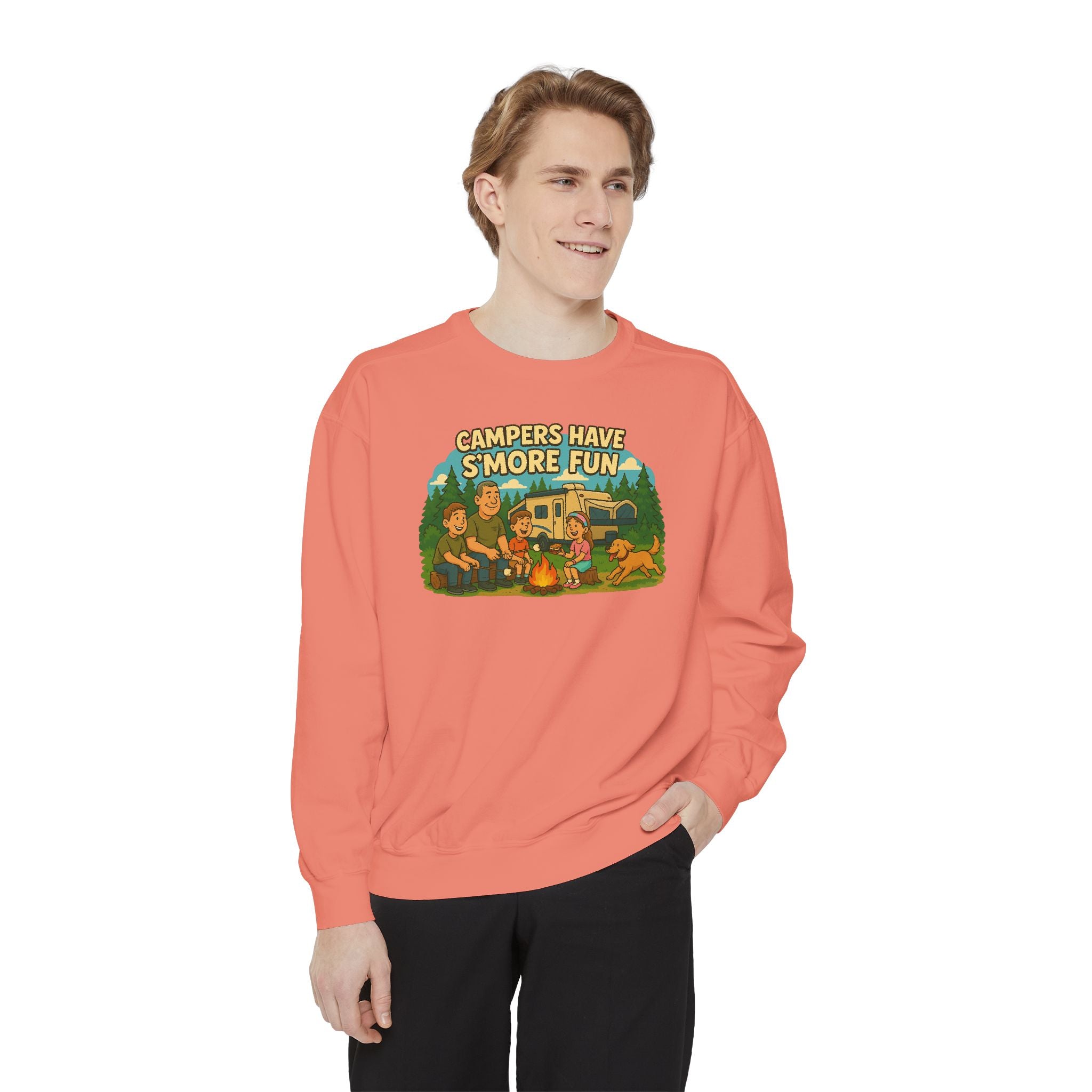 Camper Vibes Sweatshirt - Enjoy S'mores, Unisex Campfire Clothing, Perfect for Outdoor Adventures, Gift for Adventurers, Cozy Camping Attire