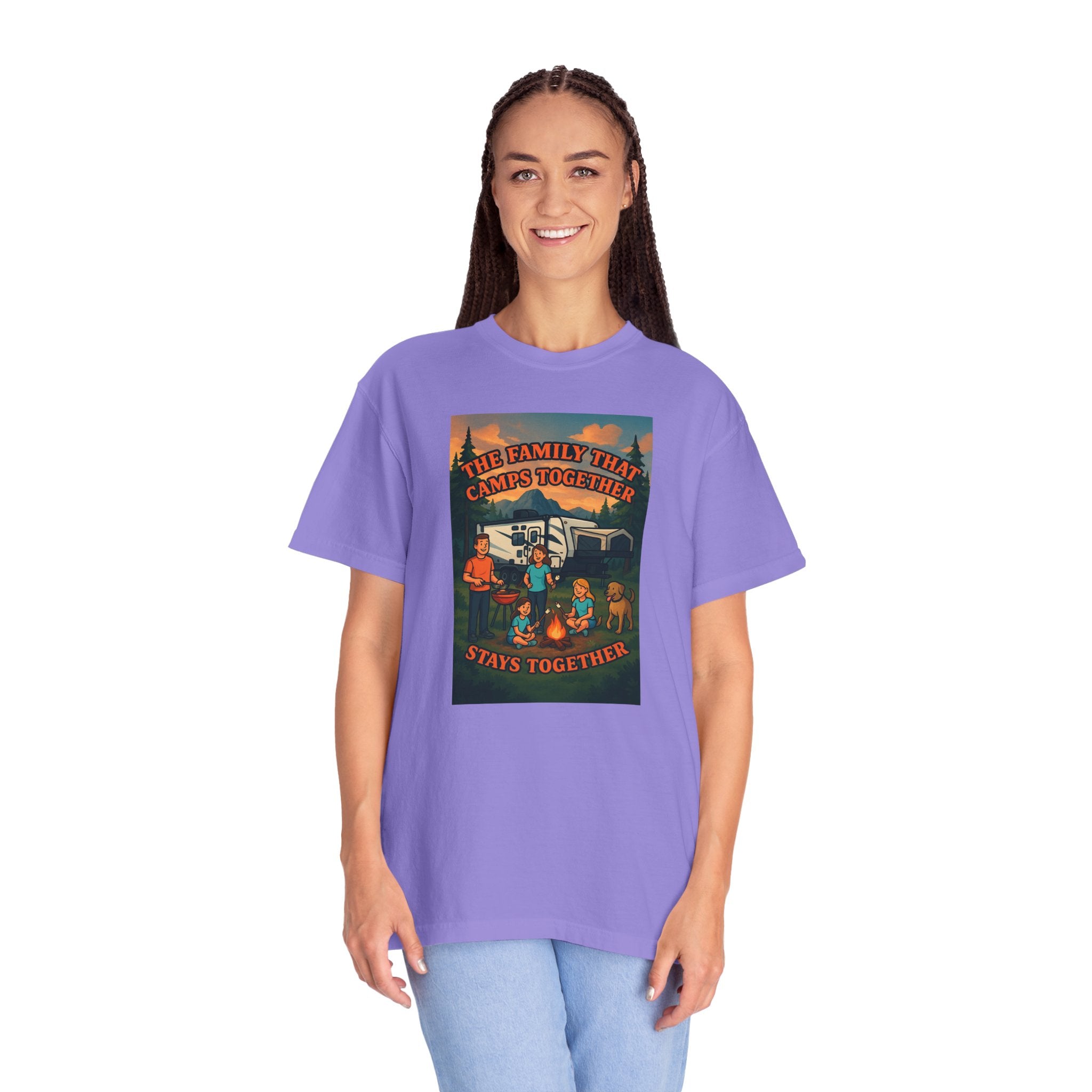 Family Camping T-shirt, Casual Outdoor Tee, Perfect for Family Gatherings, Summer Camp, Gift for Outdoor Lovers, Relaxed Fit Tee