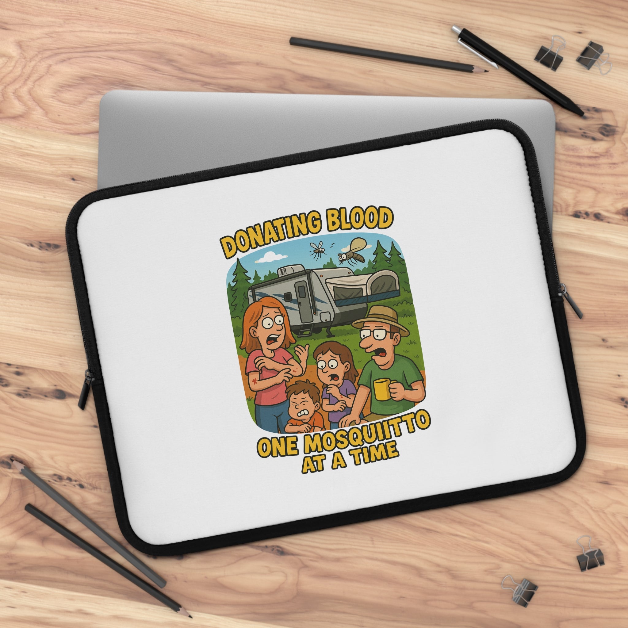 Whimsical Laptop Sleeve featuring Fun Design, Perfect for Students, Donating Blood, Office Use, Gifts, & Eco-Friendly Style
