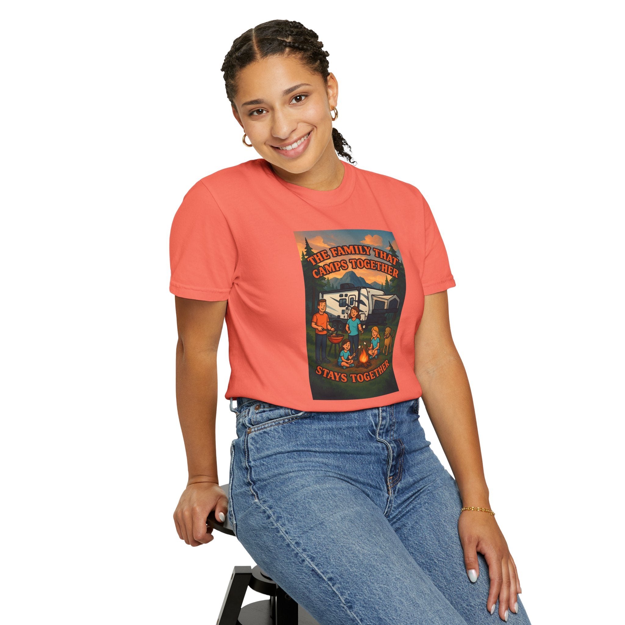 Family Camping T-shirt, Casual Outdoor Tee, Perfect for Family Gatherings, Summer Camp, Gift for Outdoor Lovers, Relaxed Fit Tee