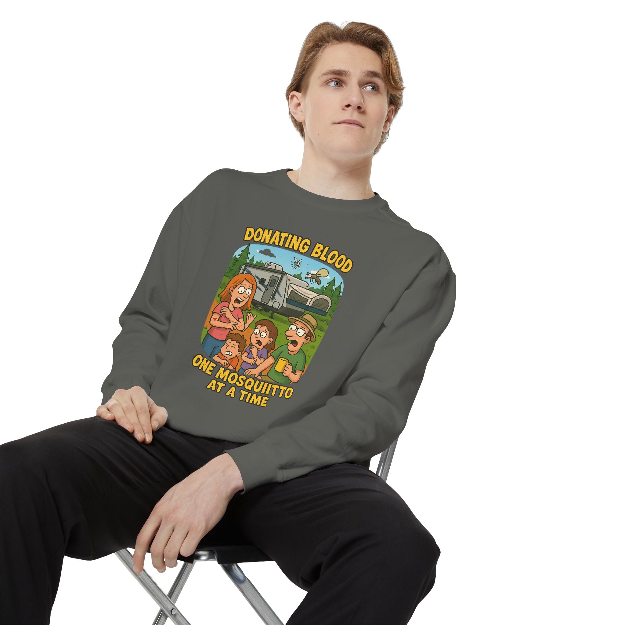 Unisex Garment-Dyed Sweatshirt - Donating Blood One Mosquito at a Time