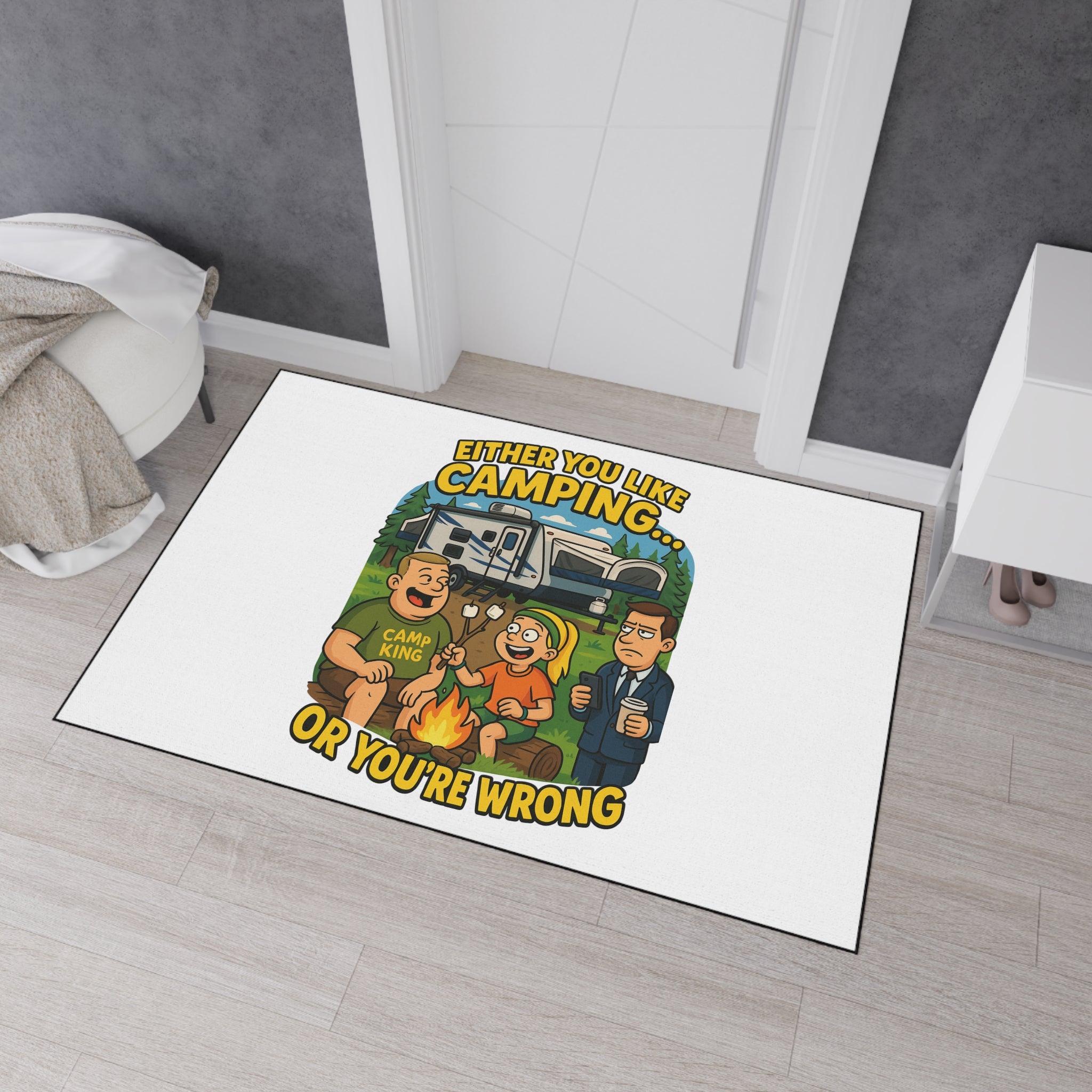 Camping Themed Heavy Duty Floor Mat - "Either You Like Camping... Or You're Wrong"
