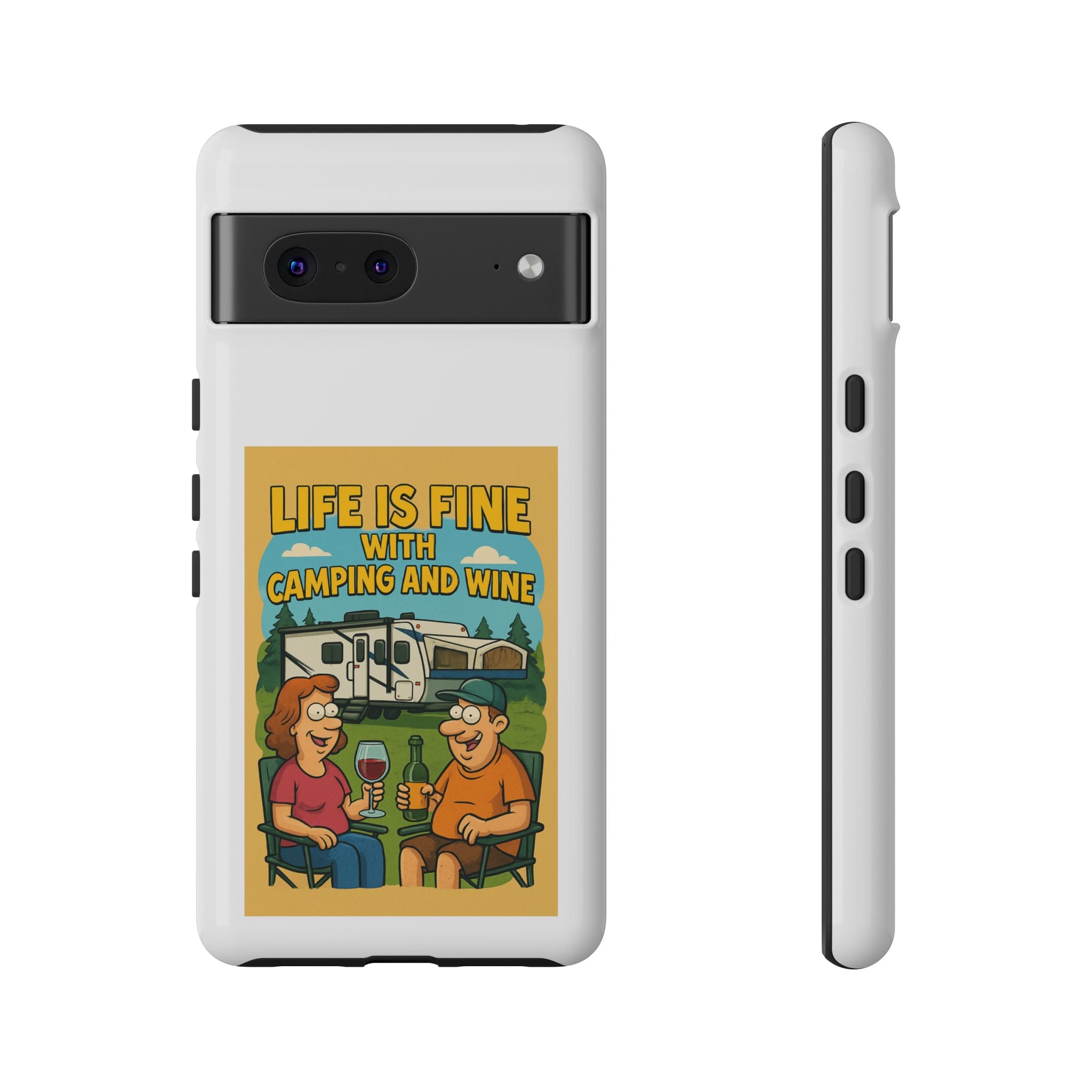Camping & Wine Phone Case, Outdoor Adventure Accessory, Fun Gift for Campers, Summer Travel Essential, RV Lover Present