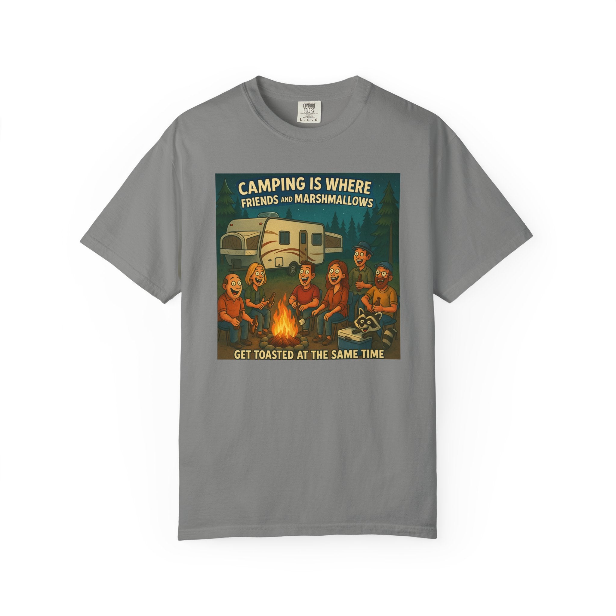 Camping Friends Unisex Heavy Cotton Tee - Get Toasted at the Same Time