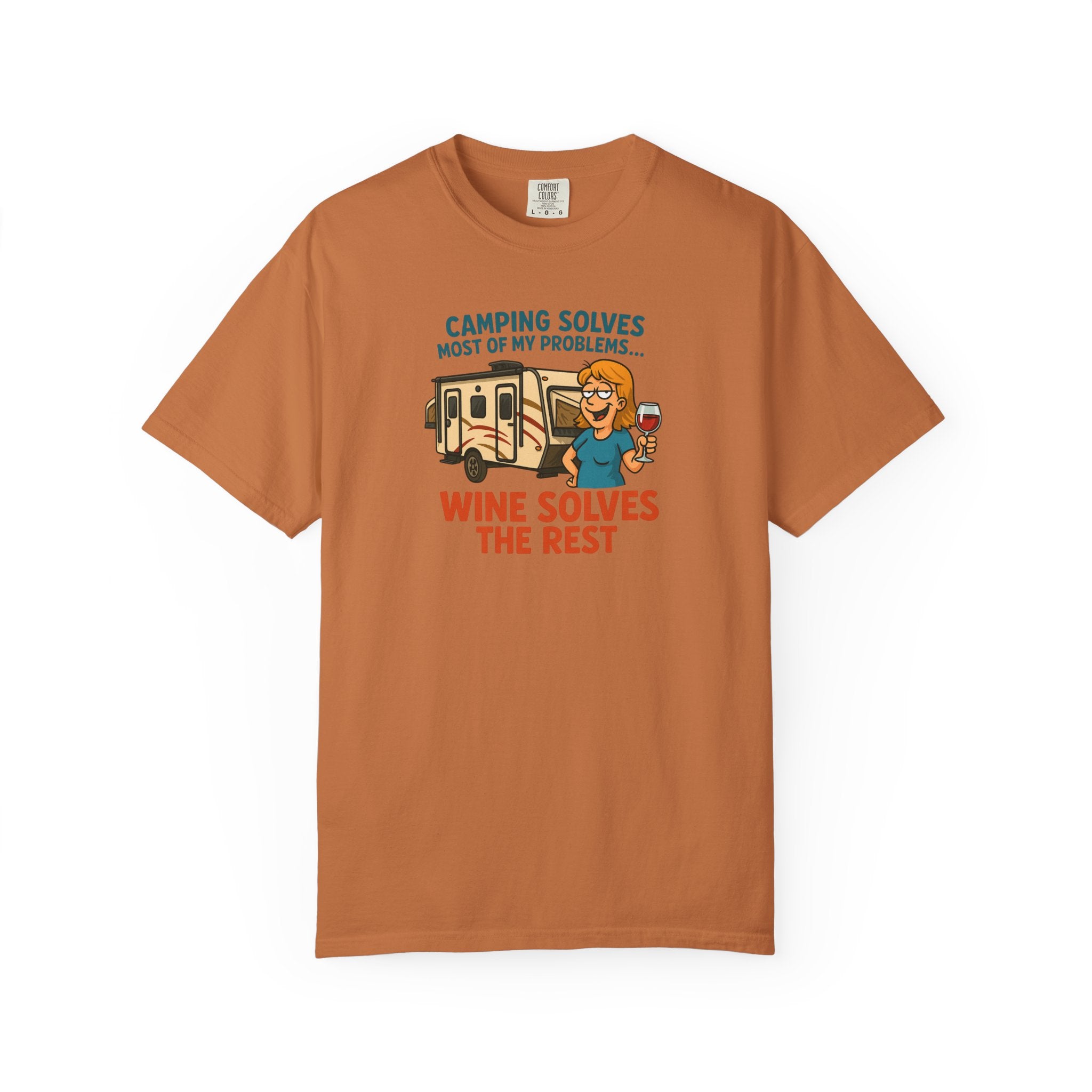 Camping & Wine Unisex T-Shirt, Relaxed Fit Tee, Perfect Gift for Campers, Wine Lovers, Outdoor Enthusiasts, Summer Celebrations