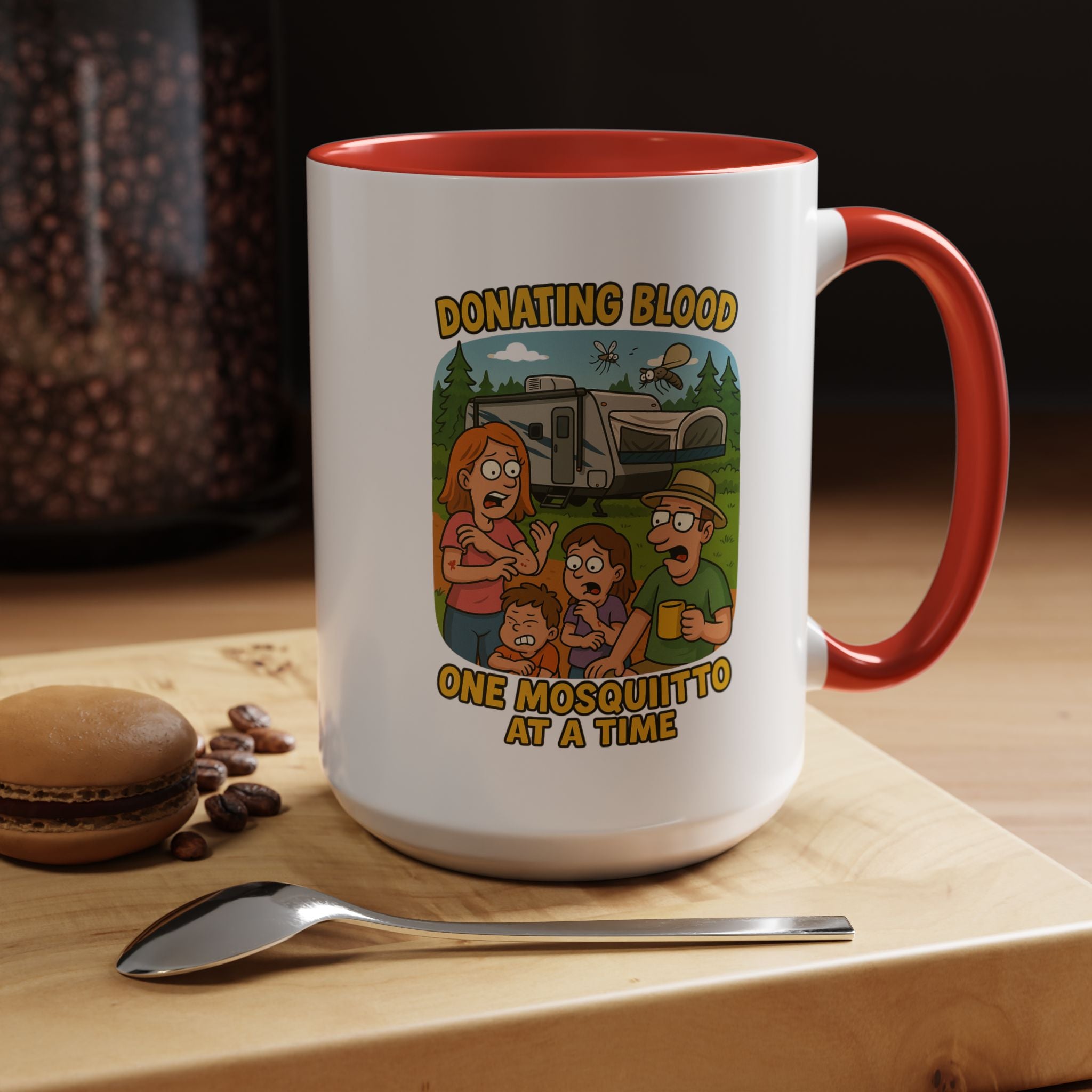 Donating Blood Coffee Mug with Fun Cartoon Design, Unique Gift for Nurses, Healthcare Workers, Humorous Office Mug, Blood Donation Awareness
