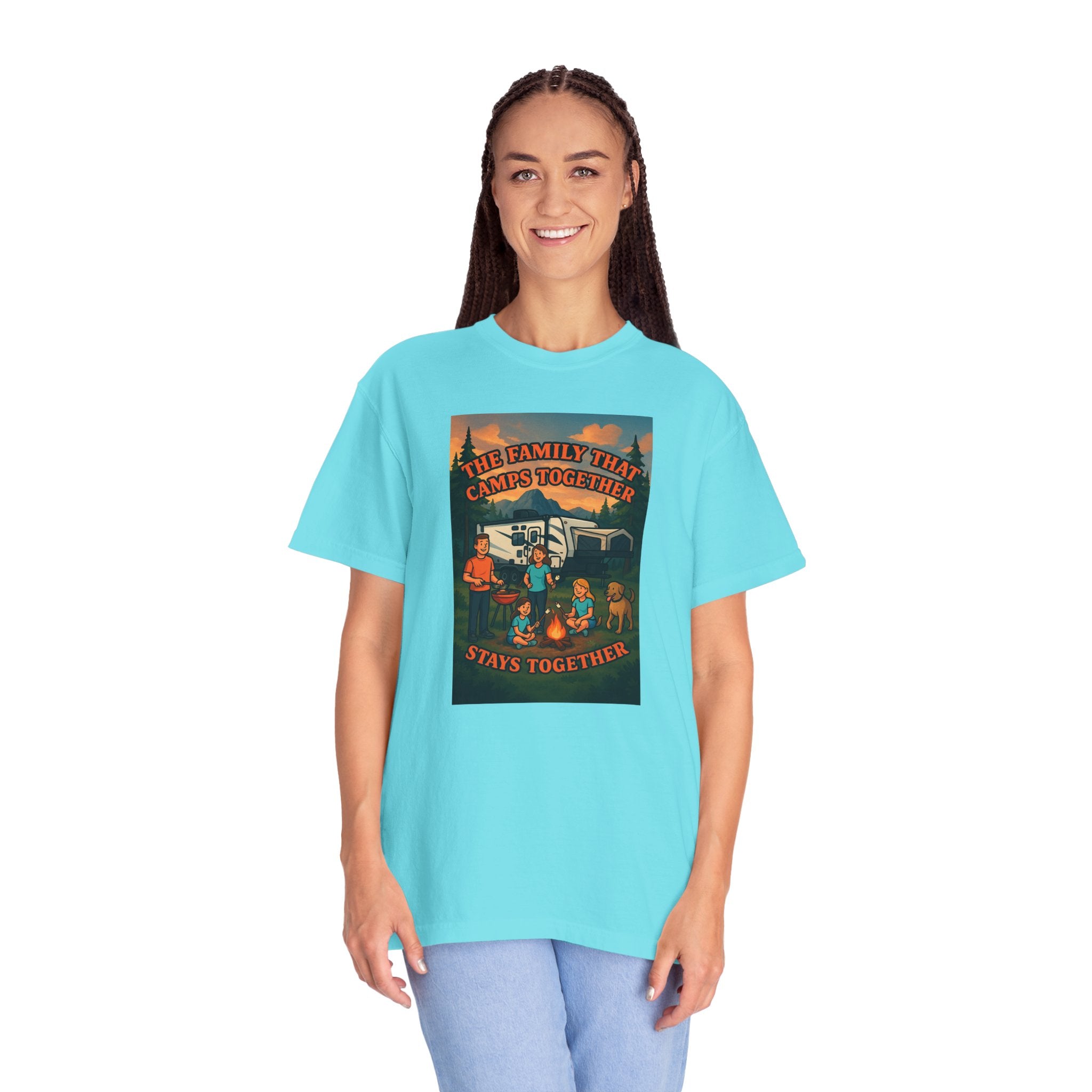 Family Camping T-shirt, Casual Outdoor Tee, Perfect for Family Gatherings, Summer Camp, Gift for Outdoor Lovers, Relaxed Fit Tee