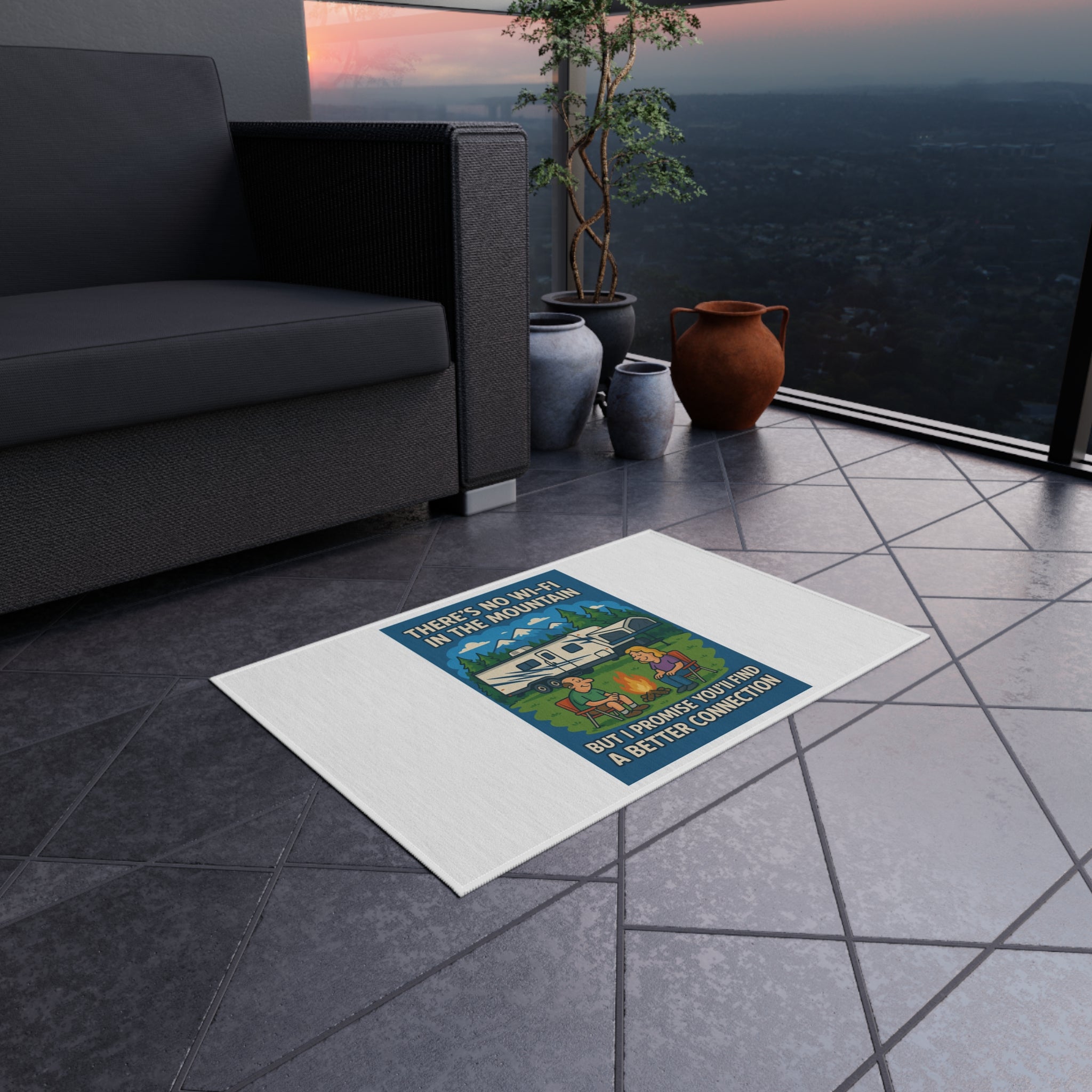 Mountain Connection Outdoor Rug - Camping Decor, Boho Rug, RV Accessories, Gift for Nature Lovers, Patio Decor