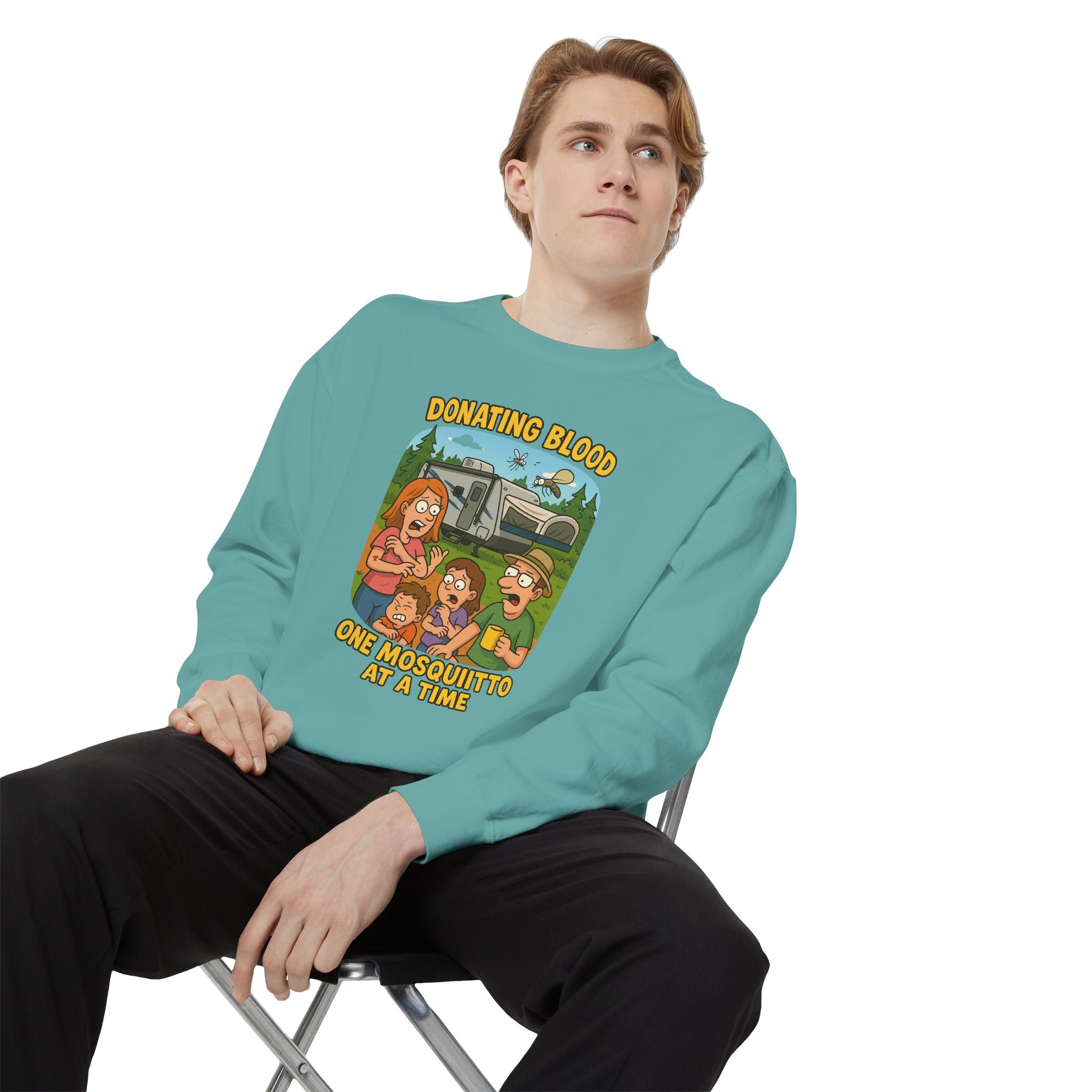 Unisex Garment-Dyed Sweatshirt - Donating Blood One Mosquito at a Time