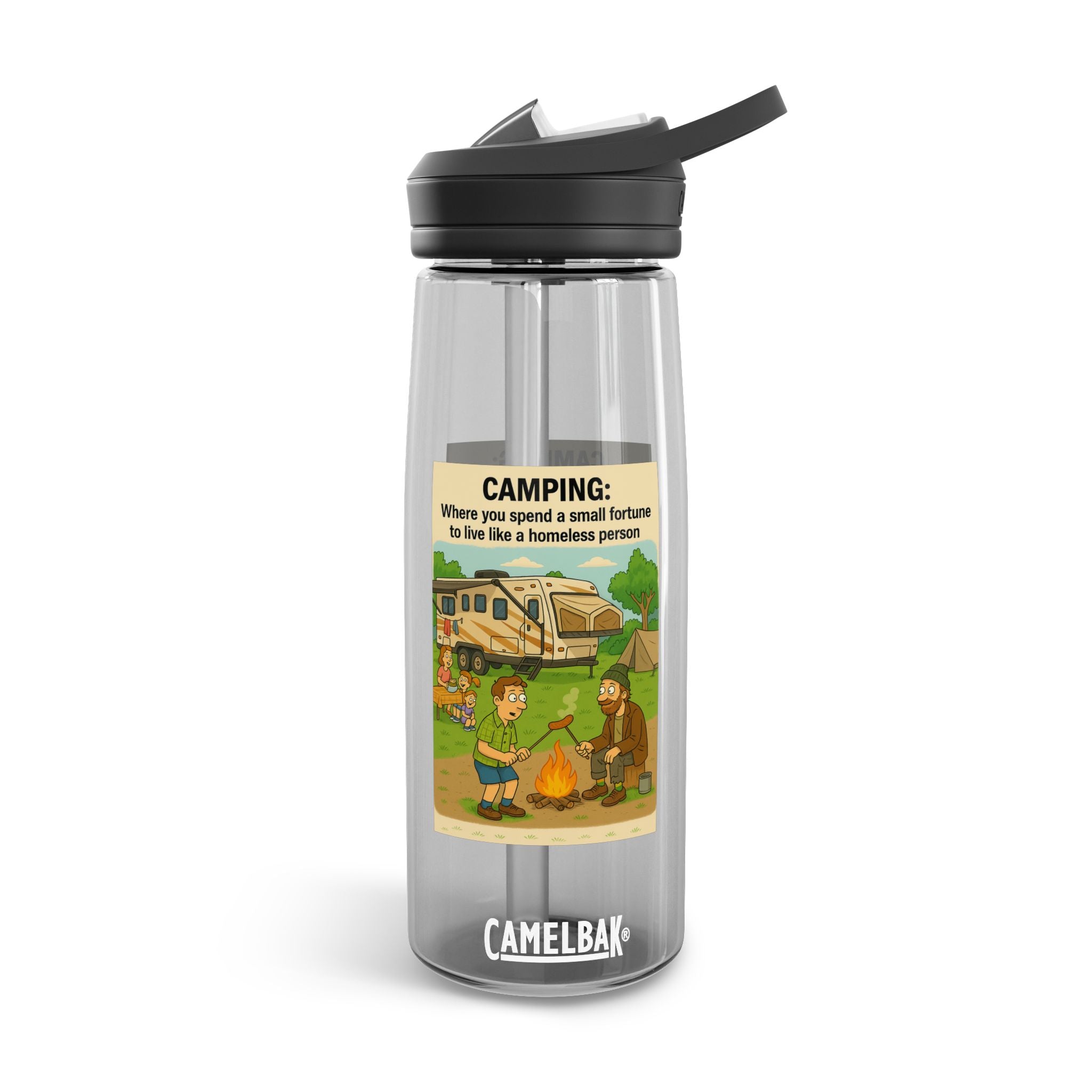 Camping Water Bottle, Funny Outdoor Gift, Hiking Hydration, Adventure Accessory, Eco-friendly Drinkware