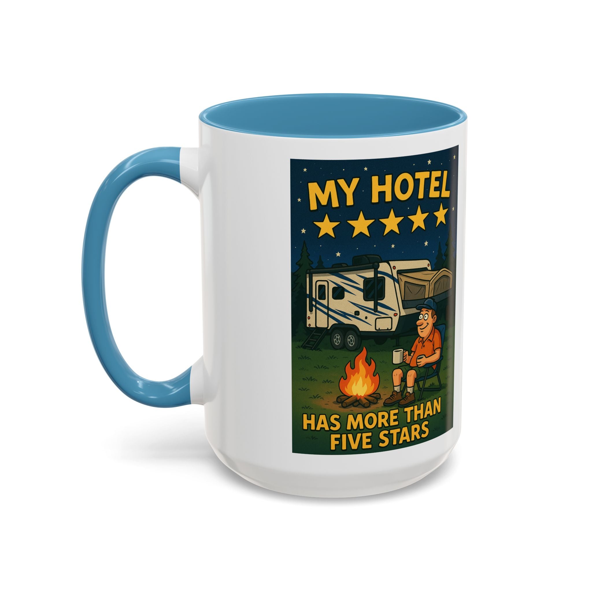 Camping-Themed Accent Coffee Mug | Perfect for RV Lovers, Campers, Travelers, Cozy Nights, Outdoor Adventures, Unique Gift Ideas
