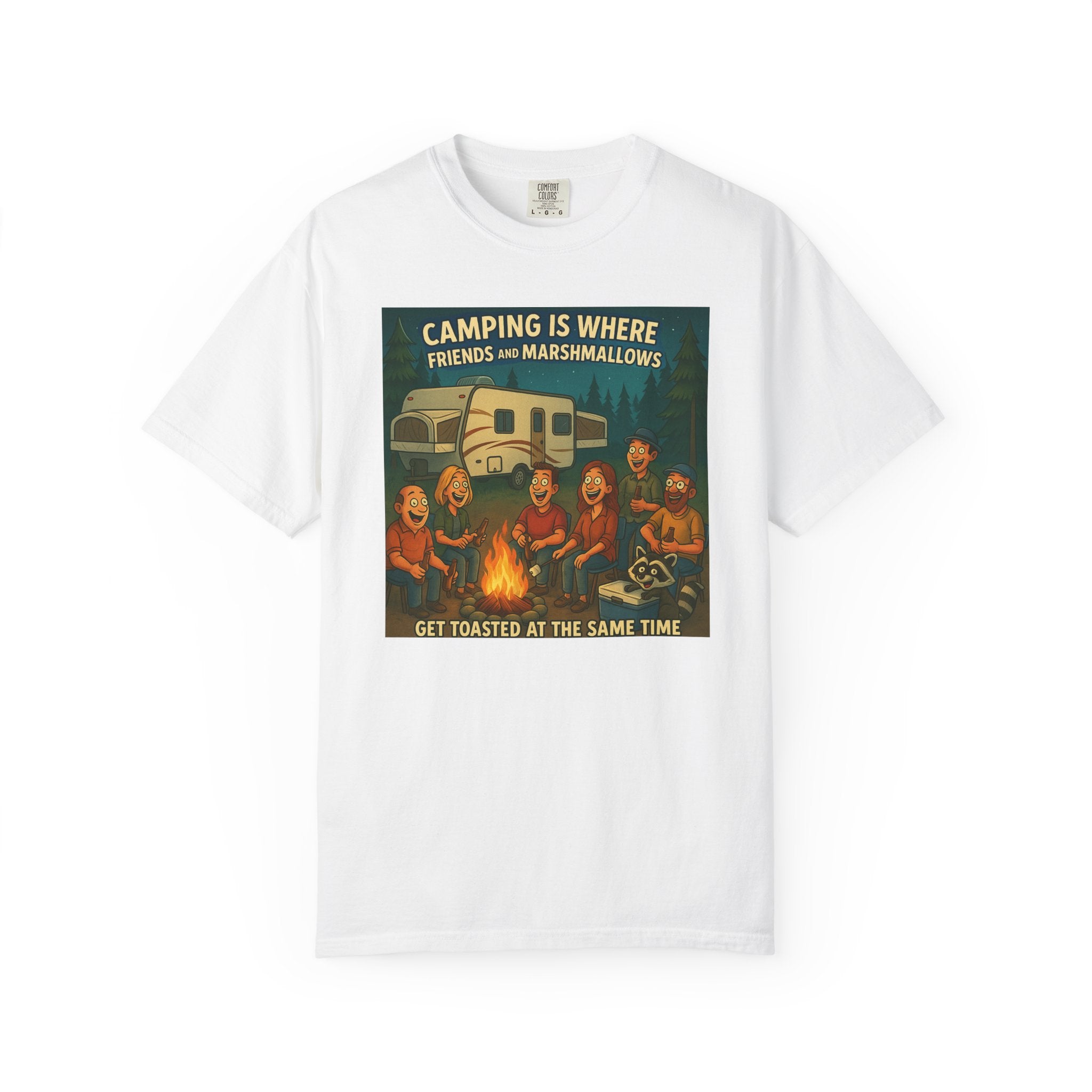Camping Friends Unisex Heavy Cotton Tee - Get Toasted at the Same Time
