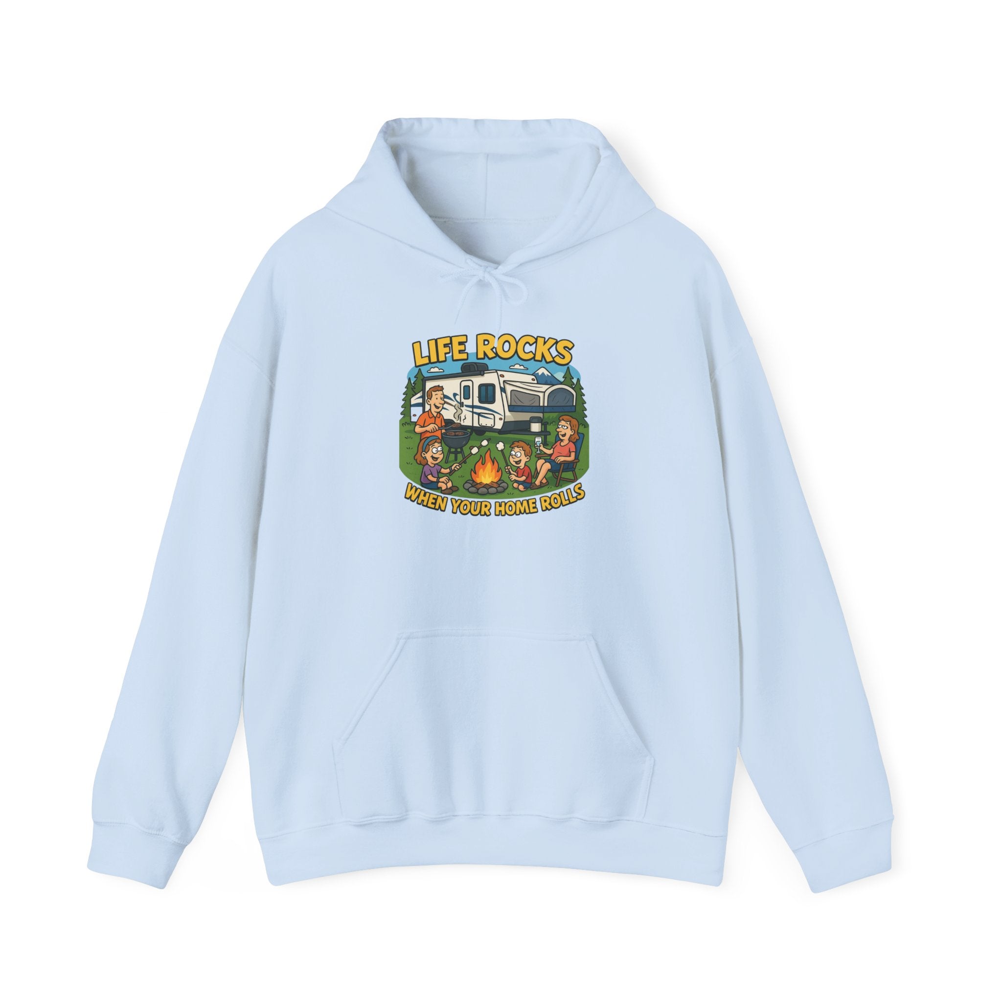 Campfire Adventure Hoodie with Retro Design, Cozy Gift for Outdoor Lovers, Perfect for Camping, Road Trips, and Casual Wear