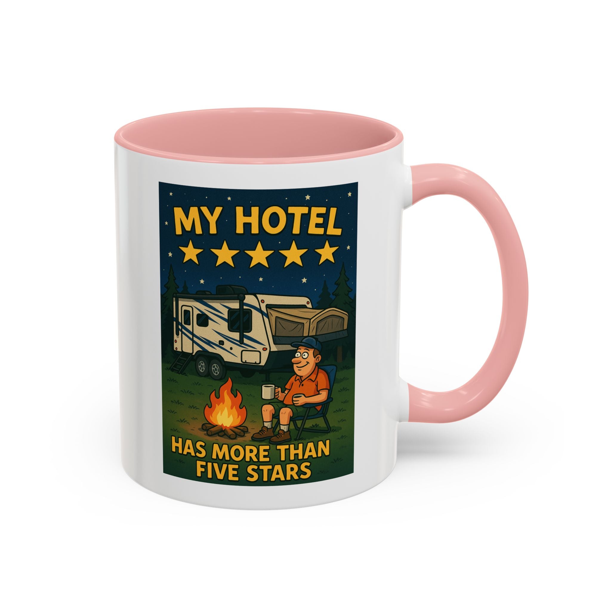 Camping-Themed Accent Coffee Mug | Perfect for RV Lovers, Campers, Travelers, Cozy Nights, Outdoor Adventures, Unique Gift Ideas